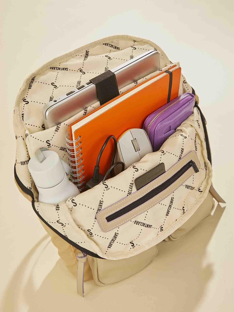 Mochila Catalina Beige Porta Notebook