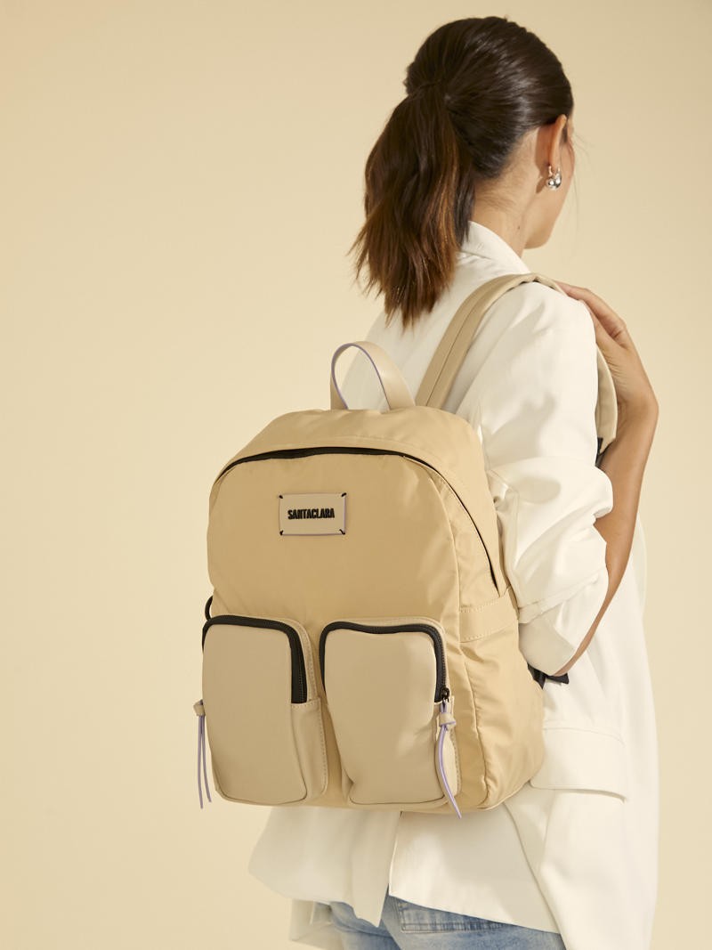 Mochila Catalina Beige Porta Notebook
