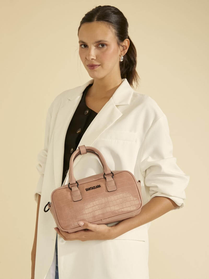Cartera Bisi Rosa Viejo Croco