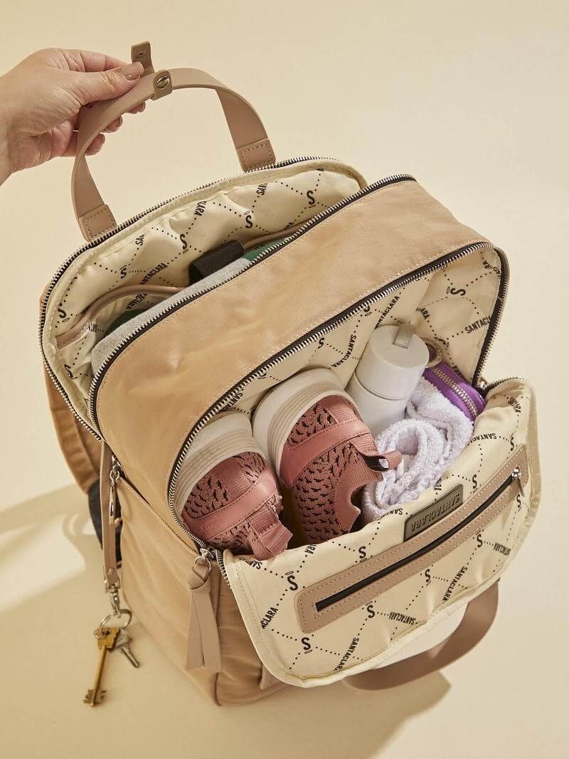 Mochila Nomi Beige Porta Notebook