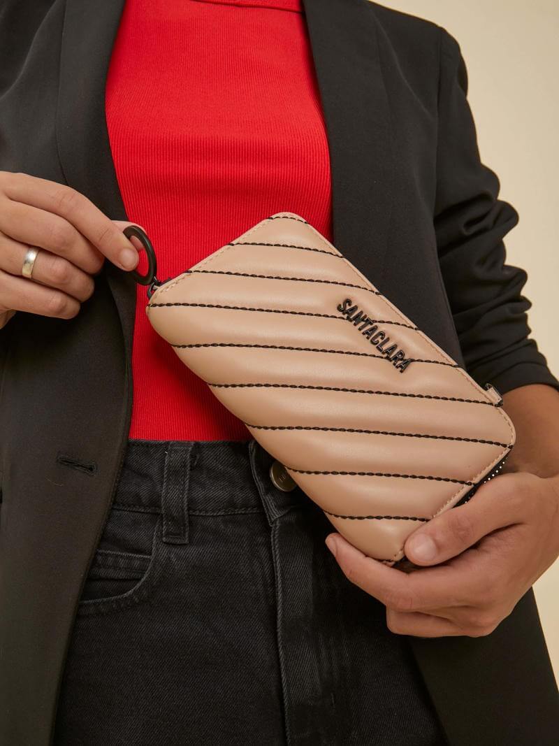 Billetera Lara Beige Con Correa