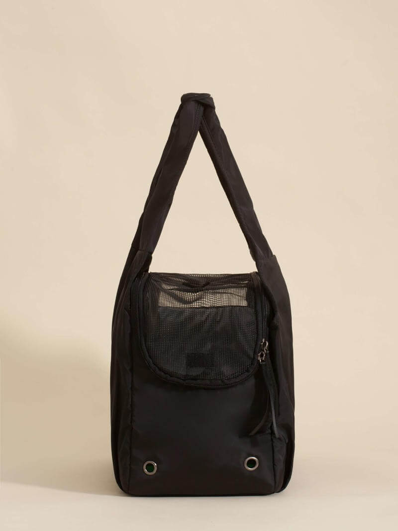 Bolso Transportador Huella Negro Para Mascotas
