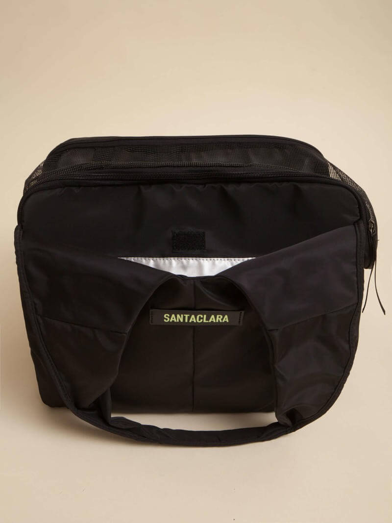 Bolso Transportador Huella Negro Para Mascotas