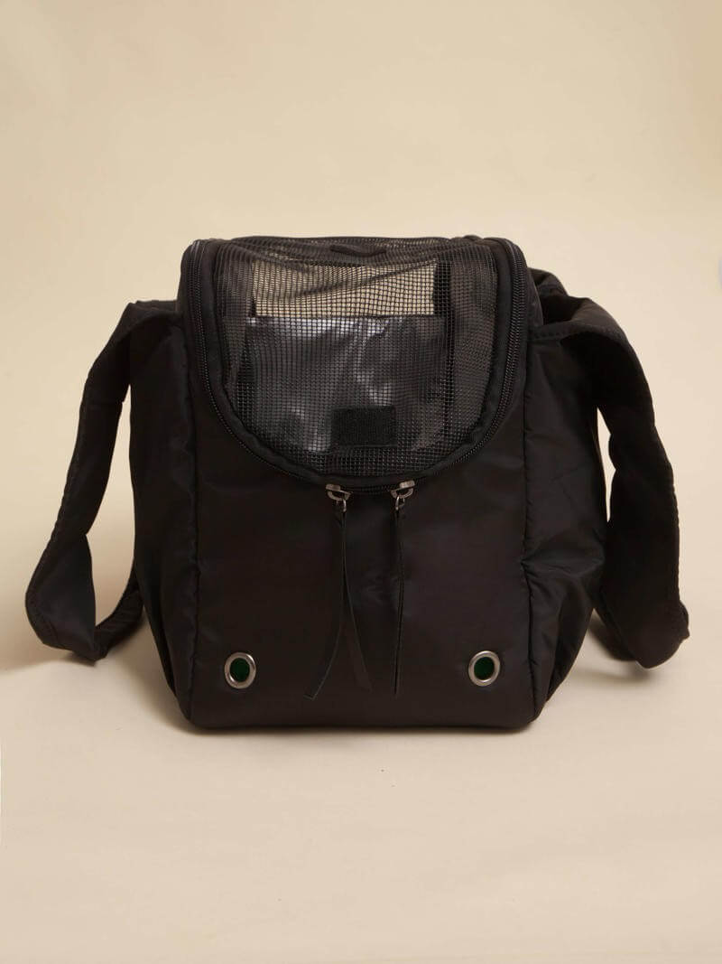Bolso Transportador Huella Negro Para Mascotas