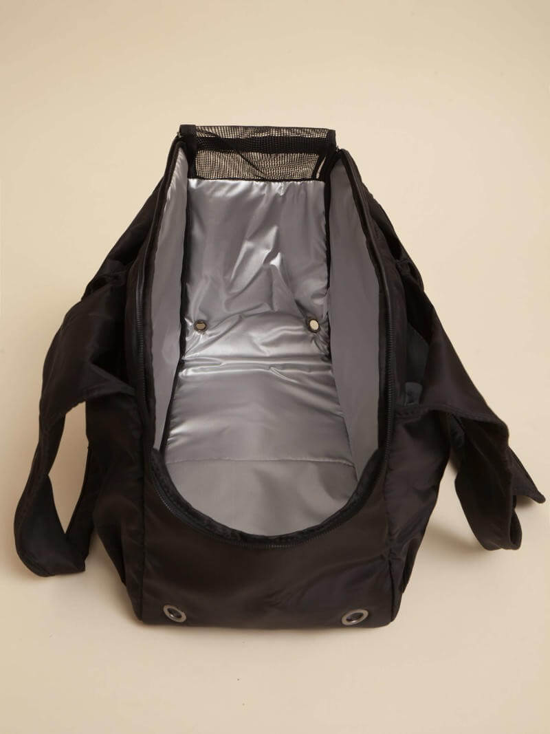 Bolso Transportador Huella Negro Para Mascotas