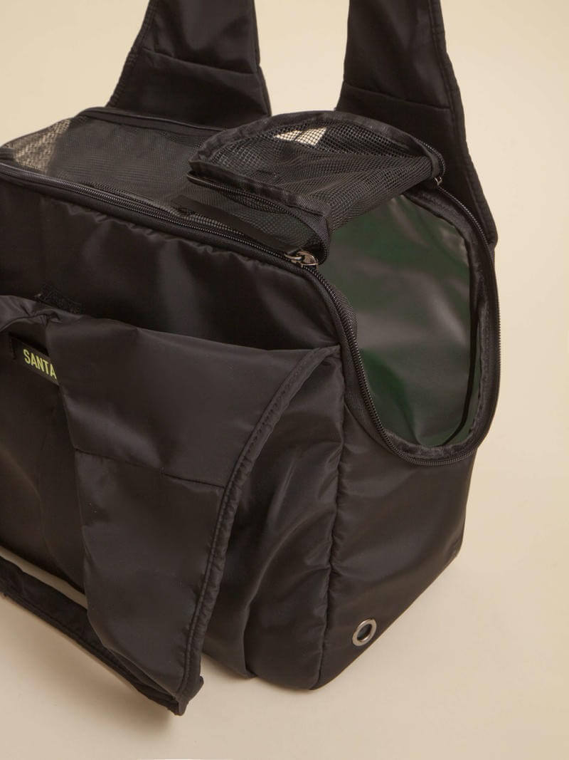 Bolso Transportador Huella Negro Para Mascotas