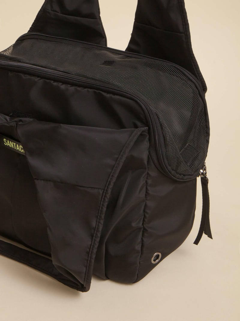 Bolso Transportador Huella Negro Para Mascotas