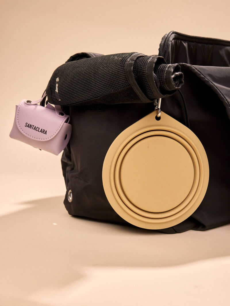 Bolso Transportador Huella Negro Para Mascotas