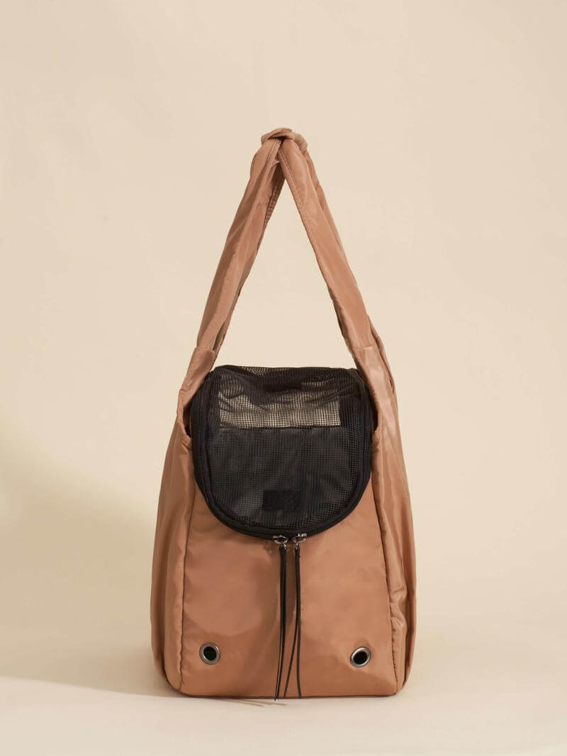 Bolso Transportador Huella Camel Para Mascotas