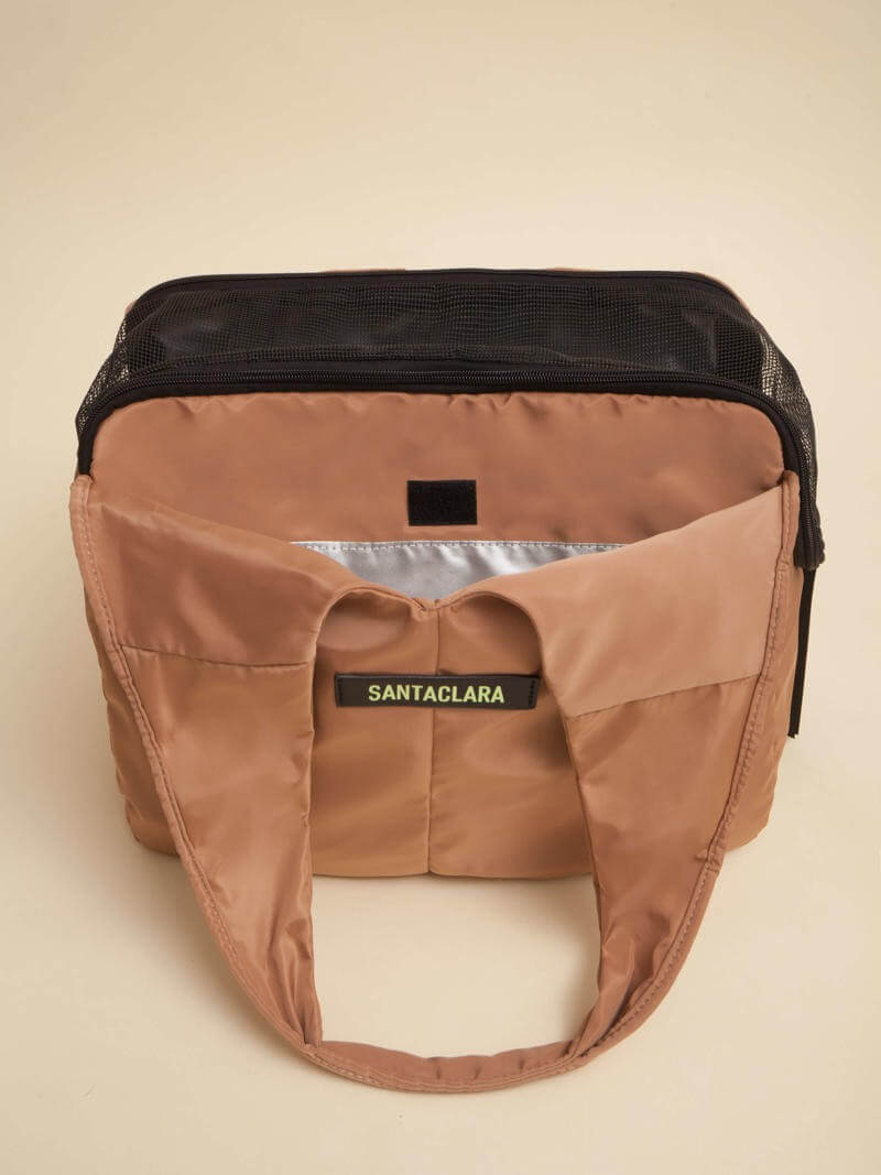 Bolso Transportador Huella Camel Para Mascotas