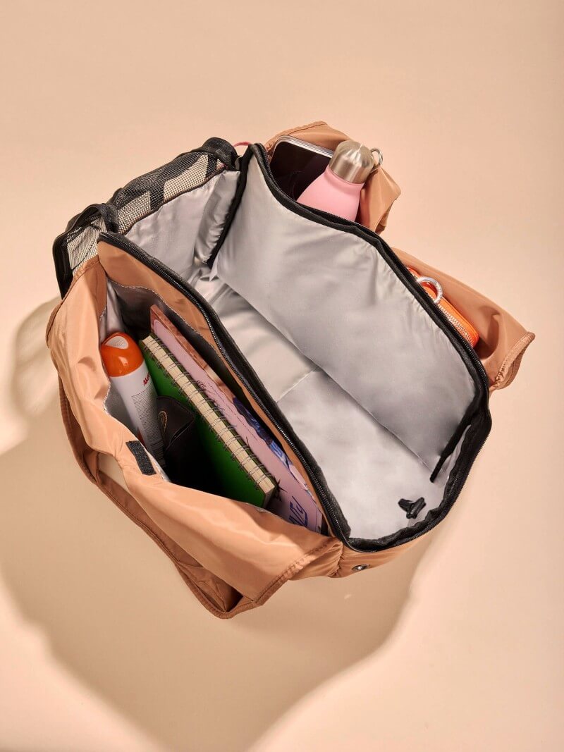 Bolso Transportador Huella Camel Para Mascotas