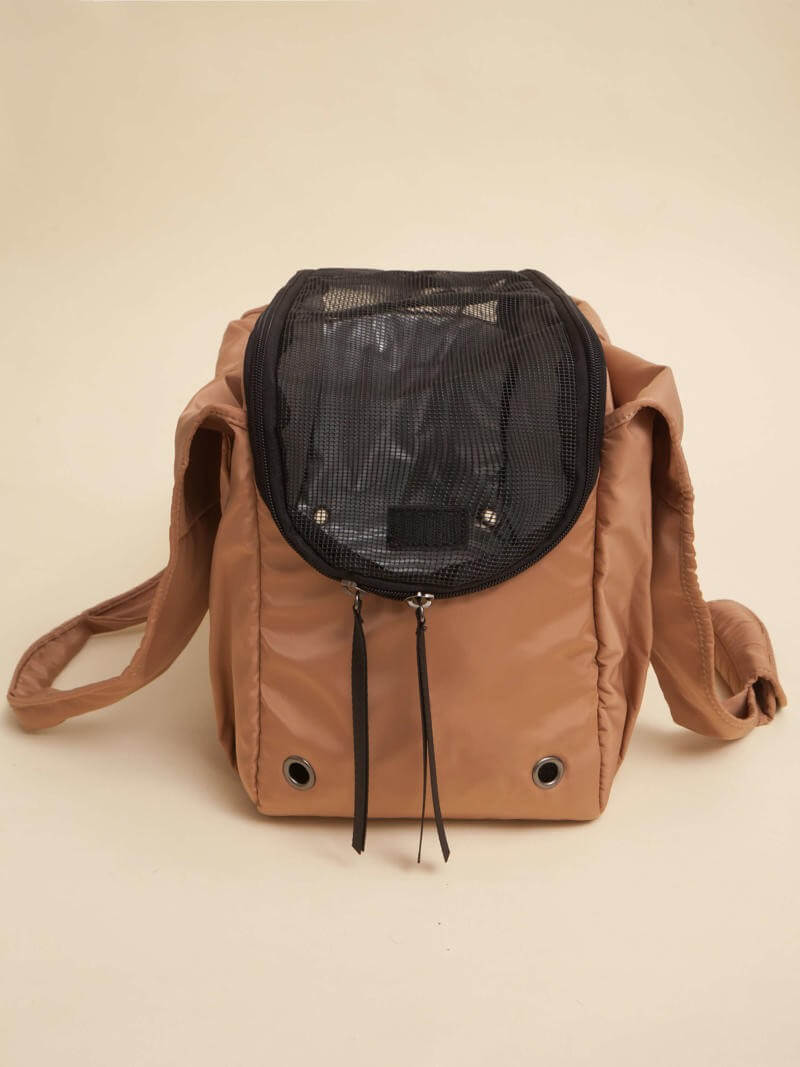Bolso Transportador Huella Camel Para Mascotas