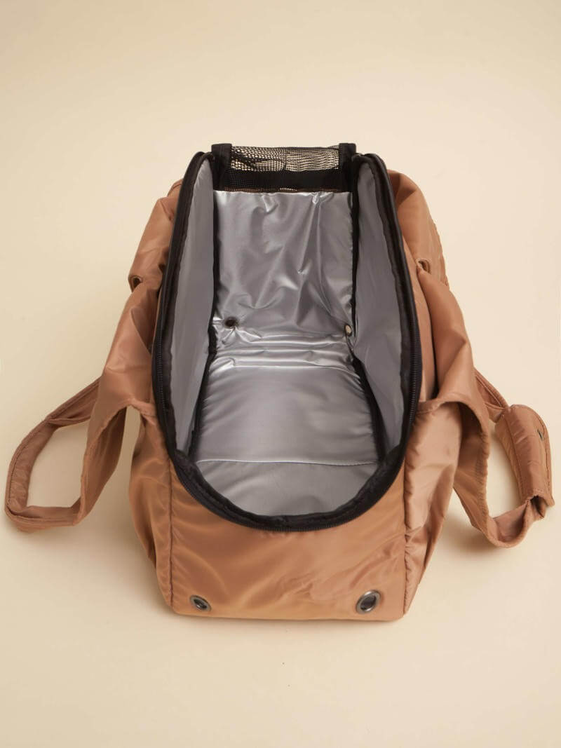 Bolso Transportador Huella Camel Para Mascotas