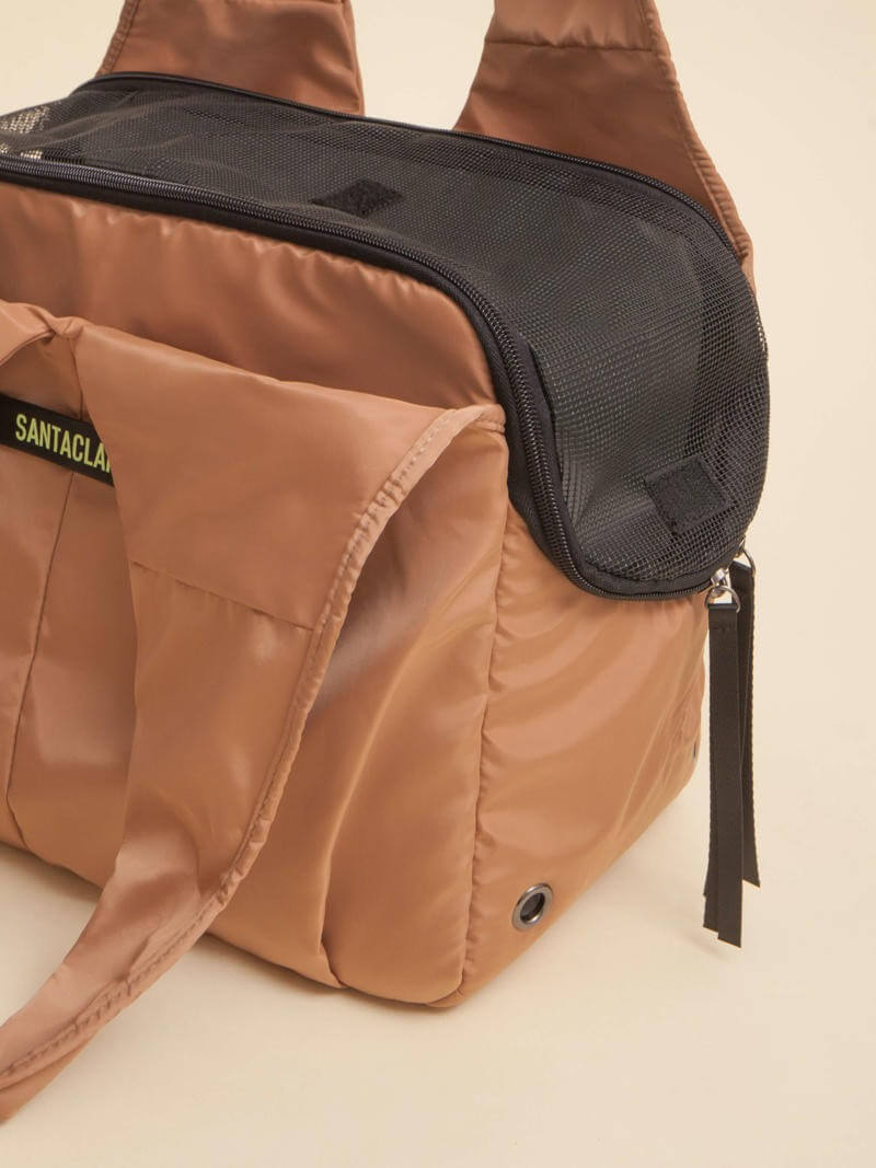 Bolso Transportador Huella Camel Para Mascotas