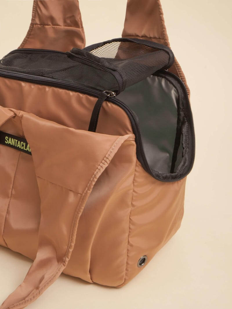 Bolso Transportador Huella Camel Para Mascotas