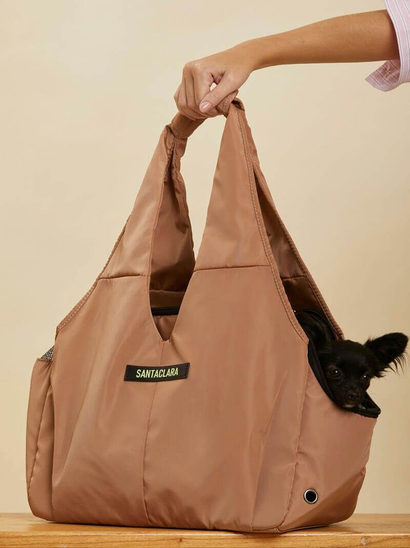 Bolso Transportador Huella Camel Para Mascotas