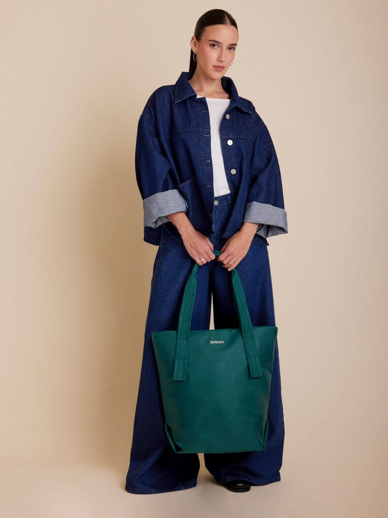 Cartera Shopper Alina Verde Porta Notebook