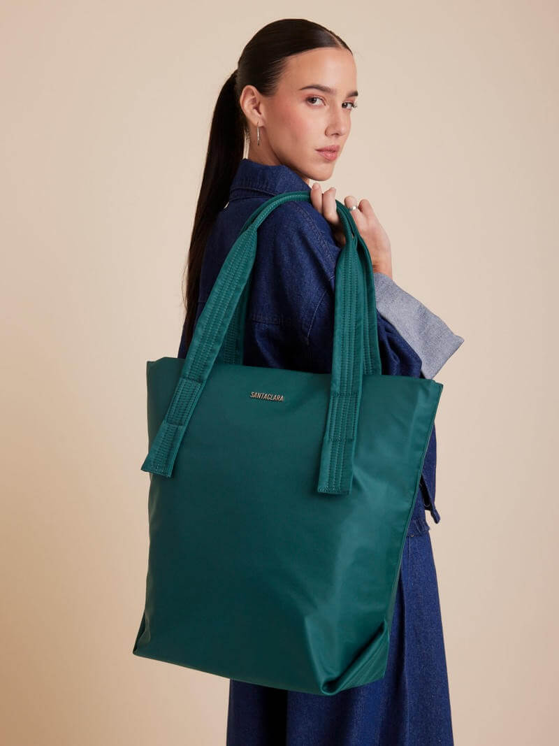 Cartera Shopper Alina Verde Porta Notebook