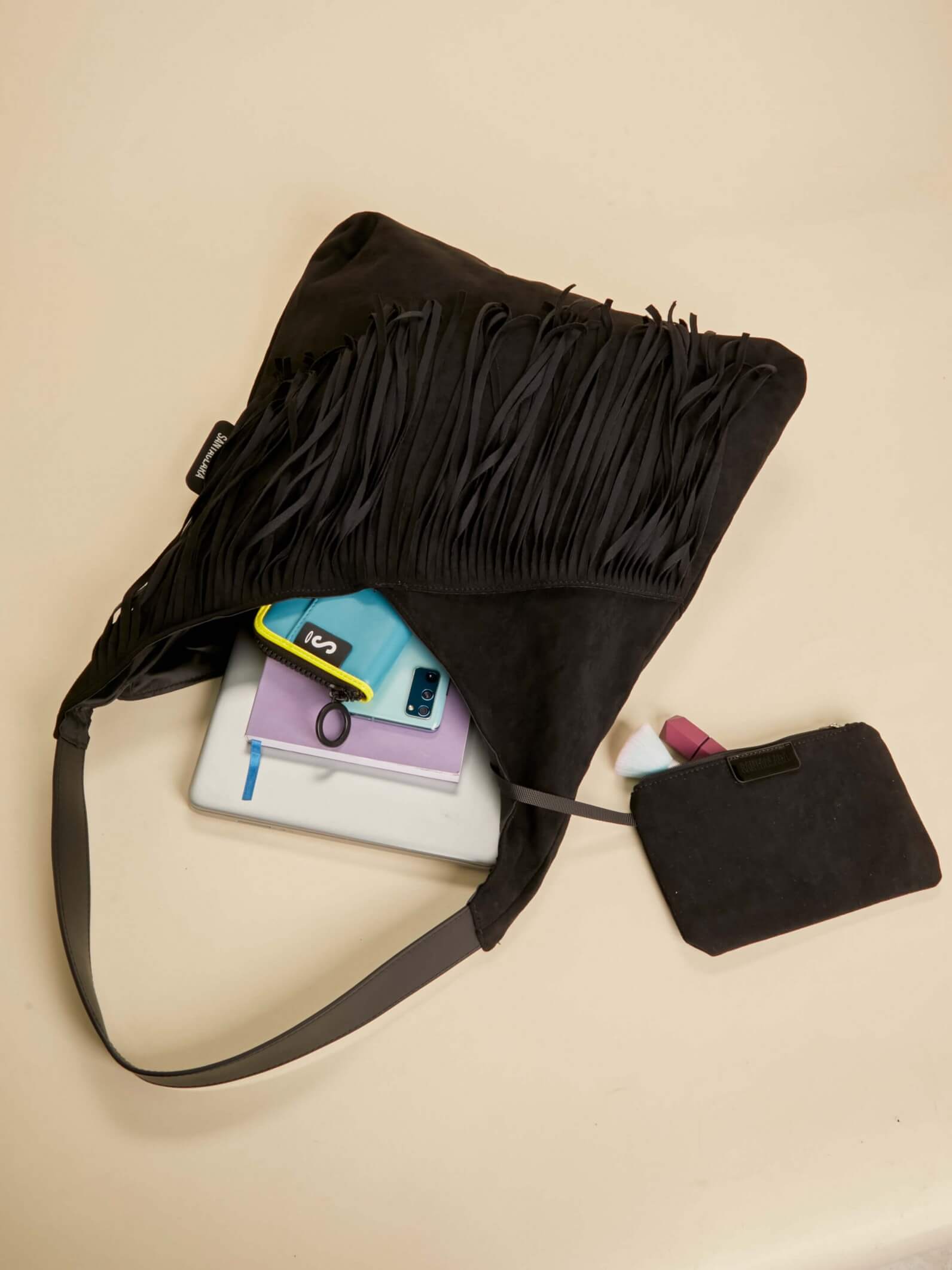 Shopping Bag Helena Con Flecos Negro