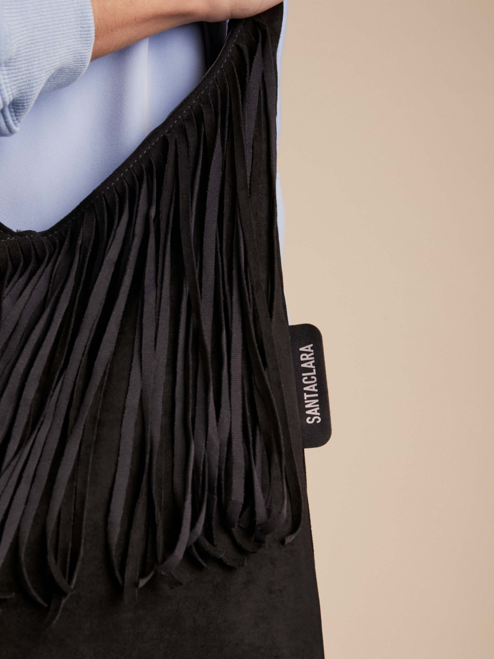 Shopping Bag Helena Con Flecos Negro