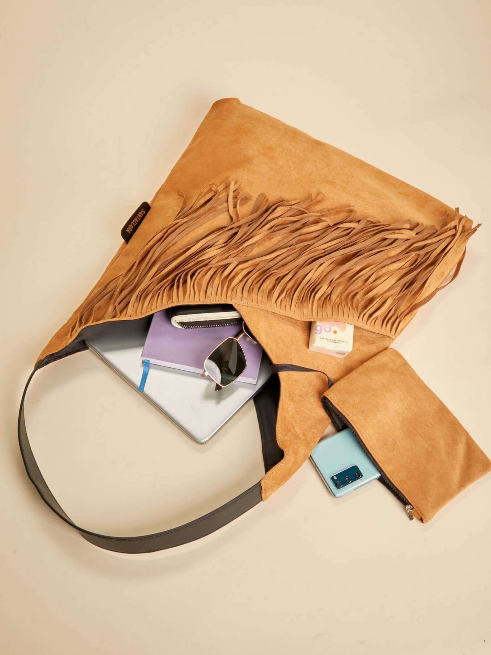 Shopping Bag Helena Con Flecos Camel