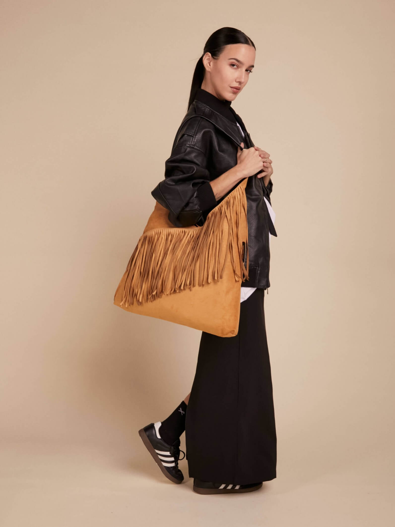 Shopping Bag Helena Con Flecos Camel