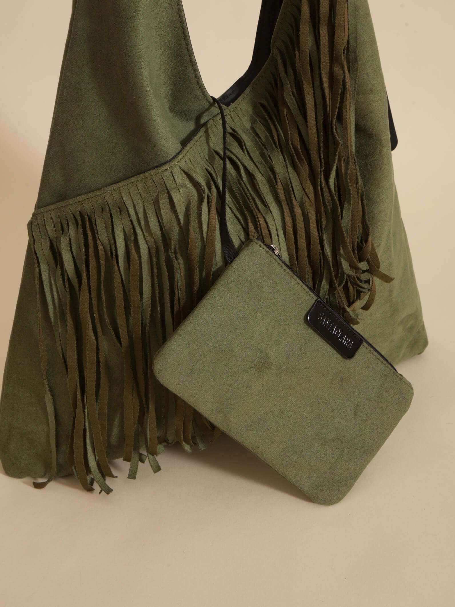 Shopping Bag Helena Con Flecos Militar