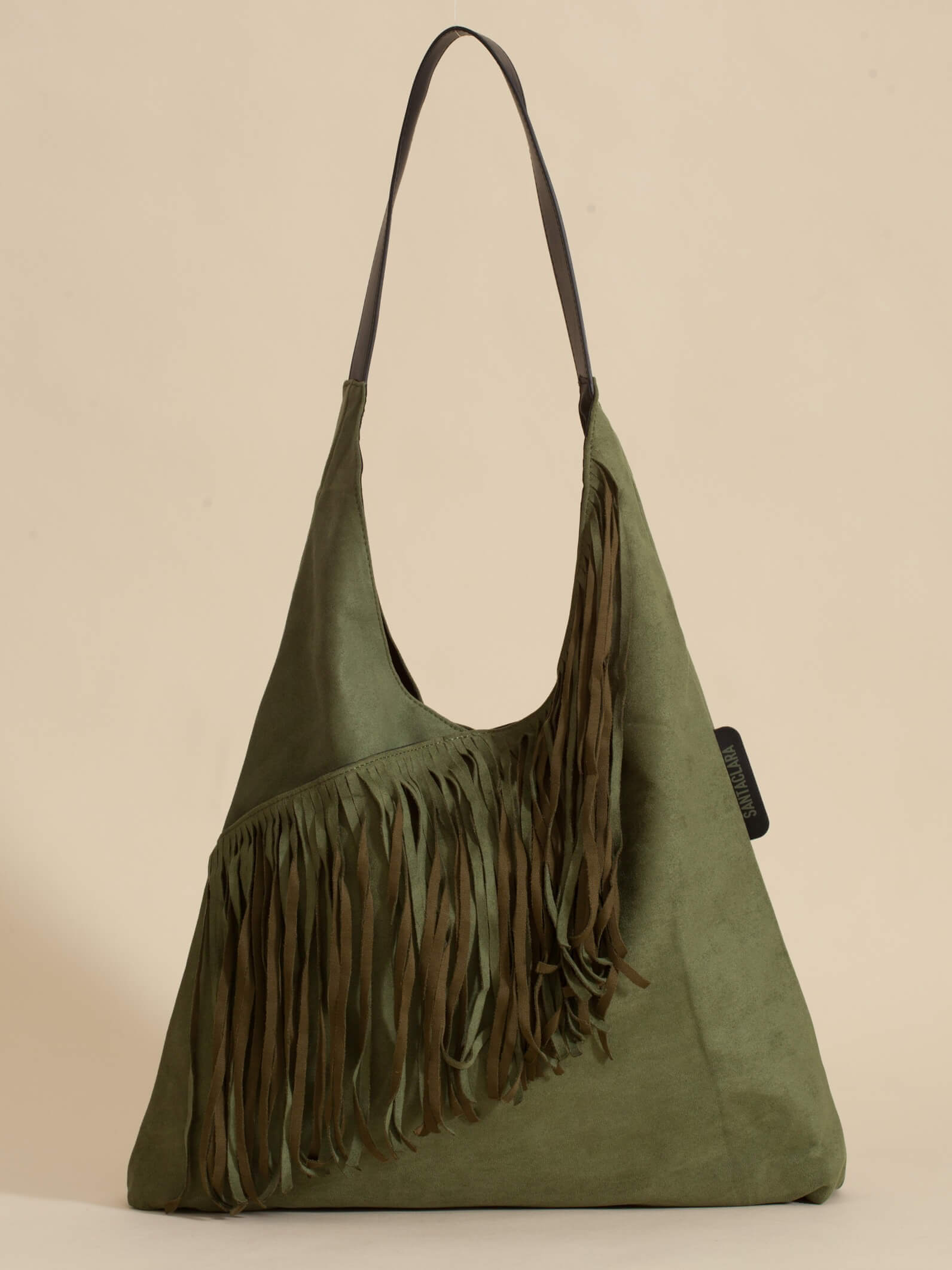 Shopping Bag Helena Con Flecos Militar
