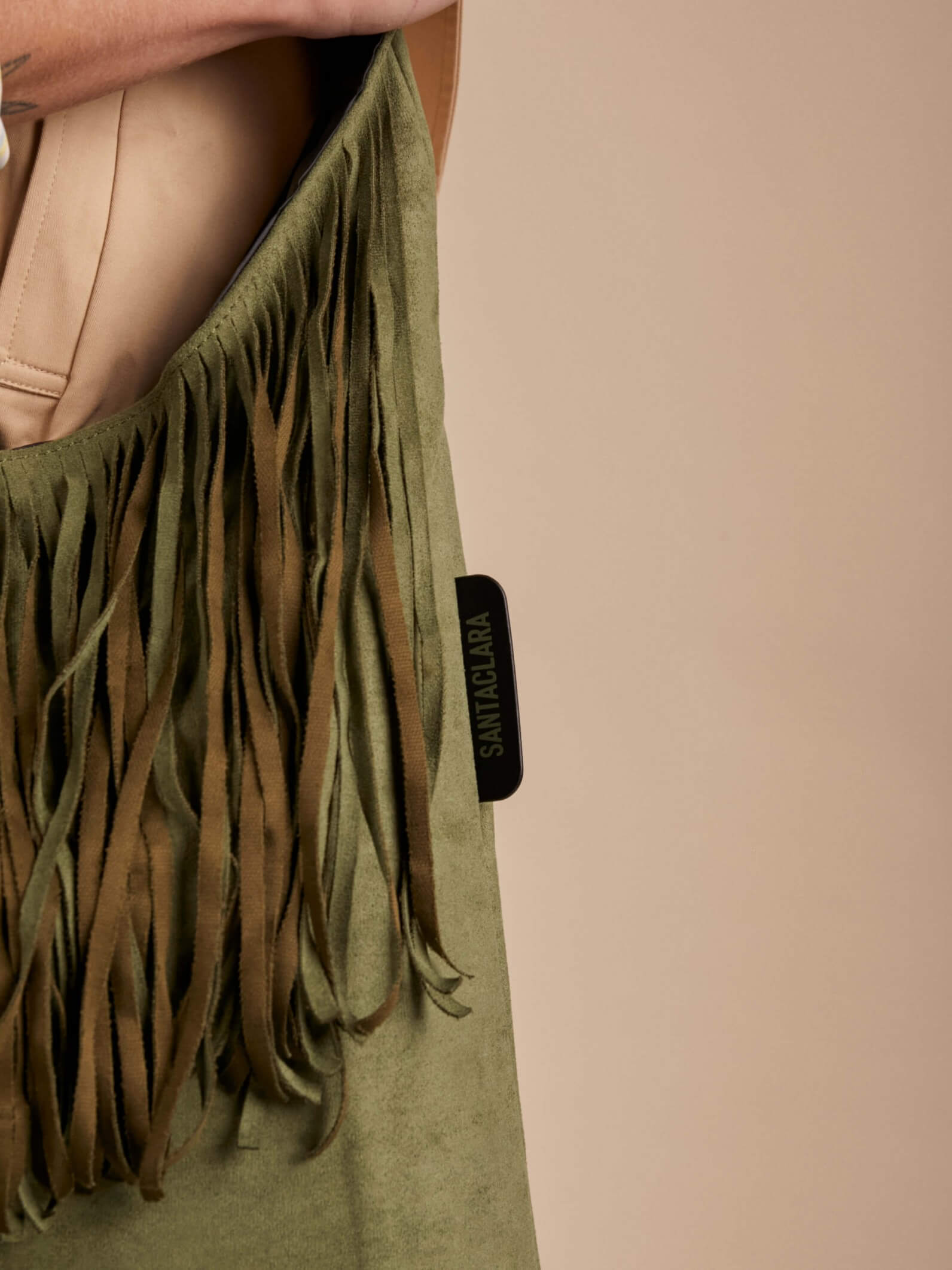 Shopping Bag Helena Con Flecos Militar