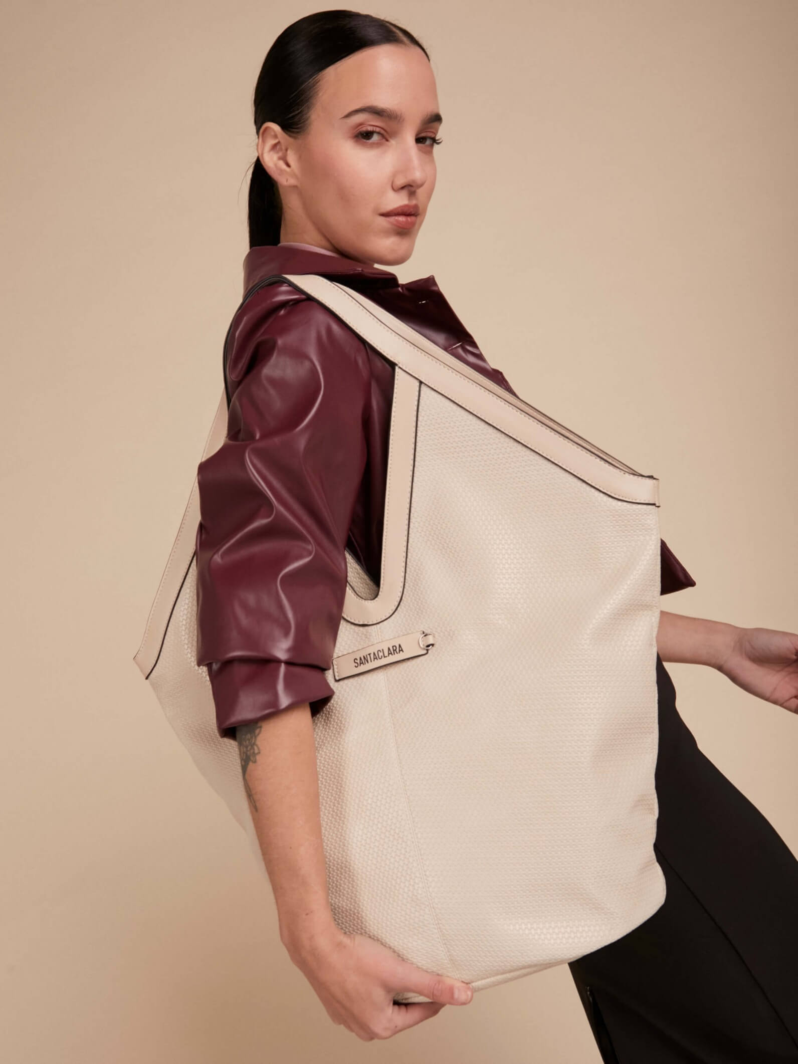Cartera Shopper Trama Crudo