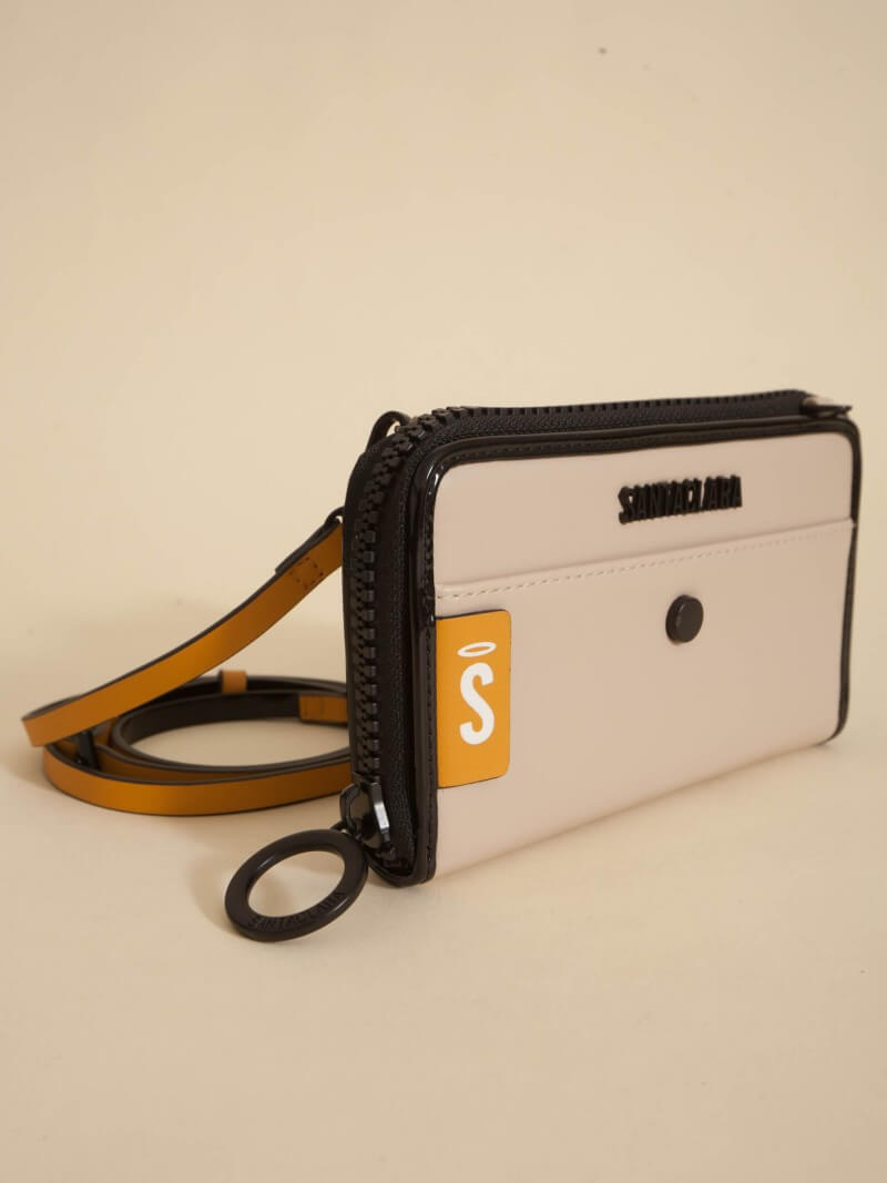 Billetera Clara Beige Con Correa
