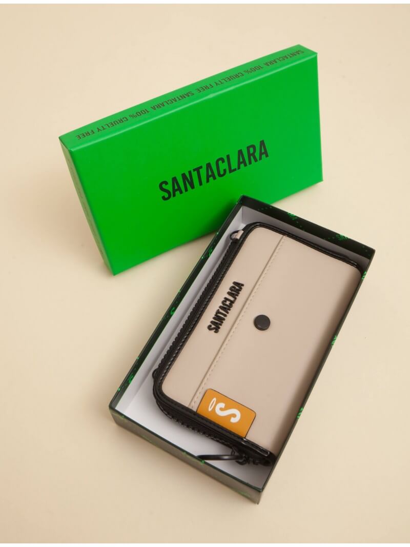 Billetera Clara Beige Con Correa