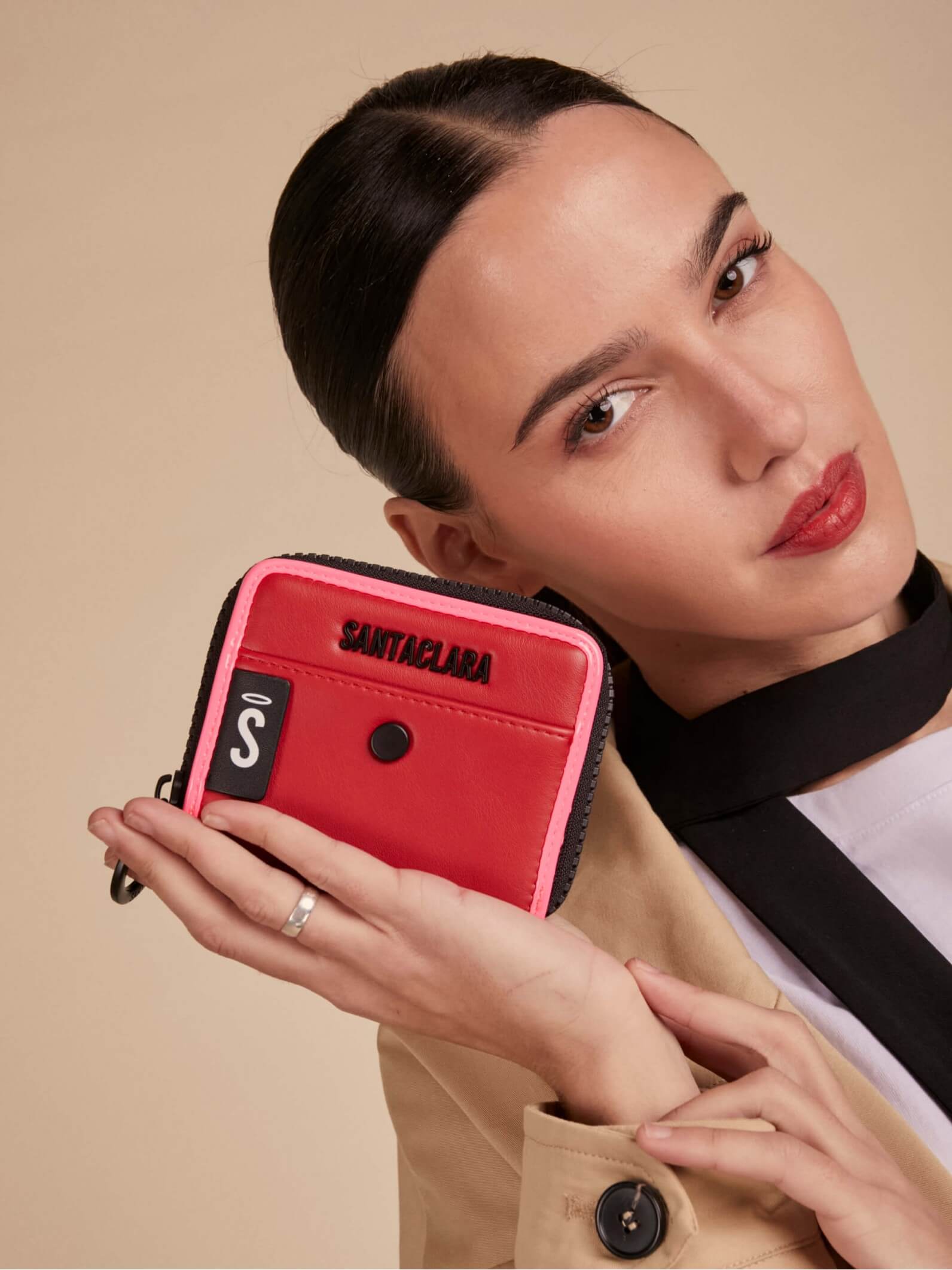 Billetera Mini Clara Rojo Oscuro