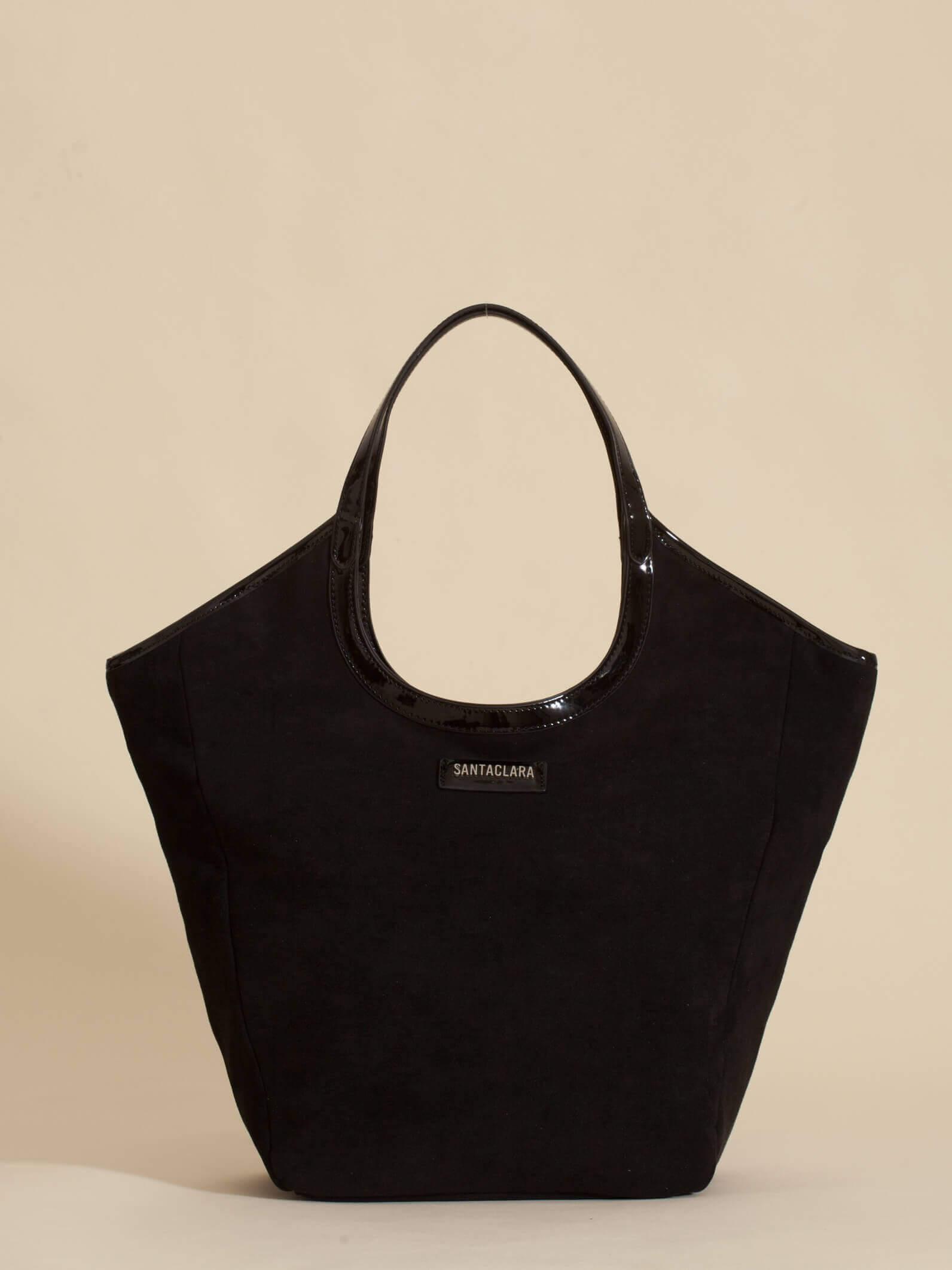 Cartera Shopper Justina Negro Efecto Gamuza