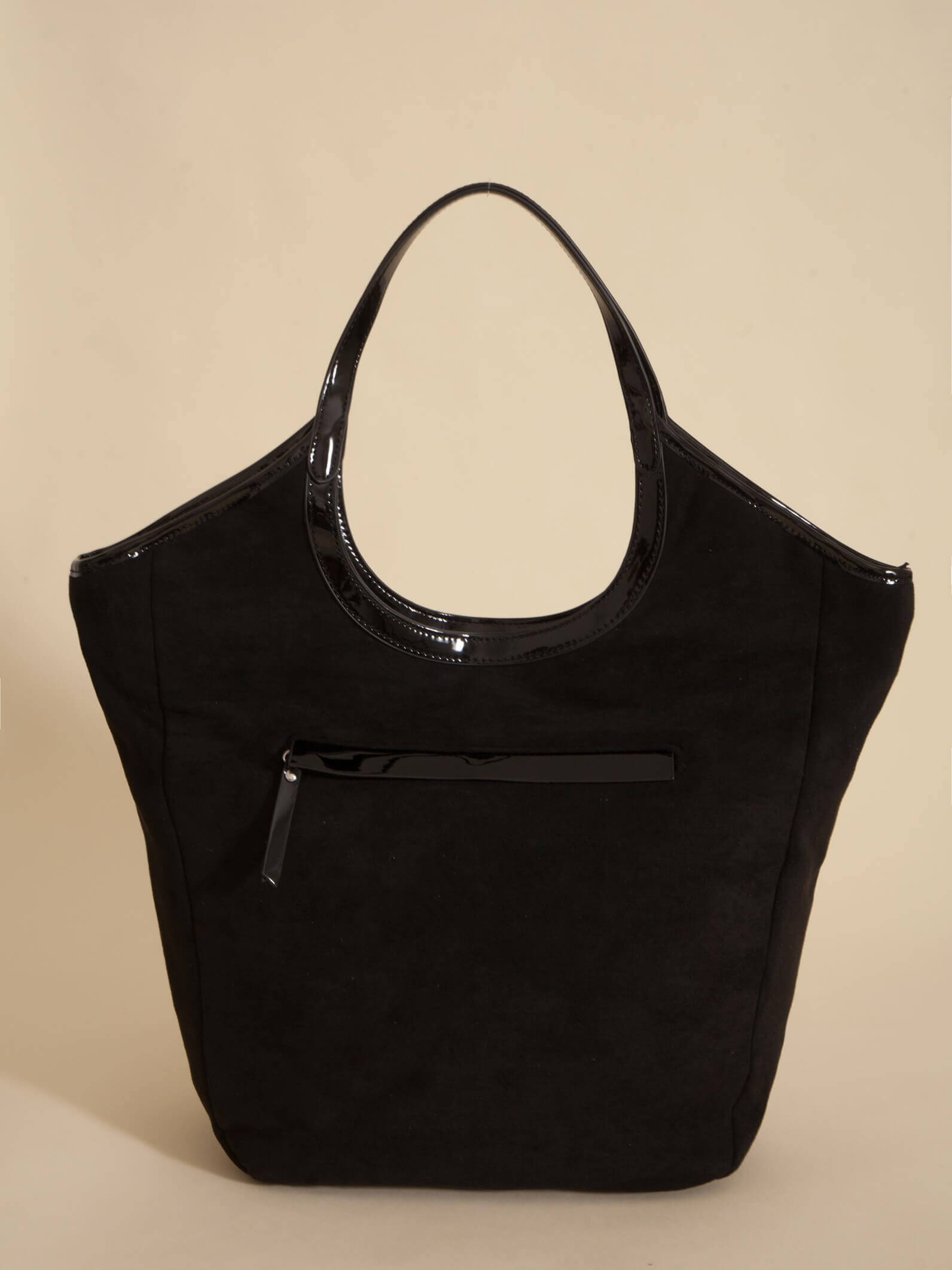 Cartera Shopper Justina Negro Efecto Gamuza