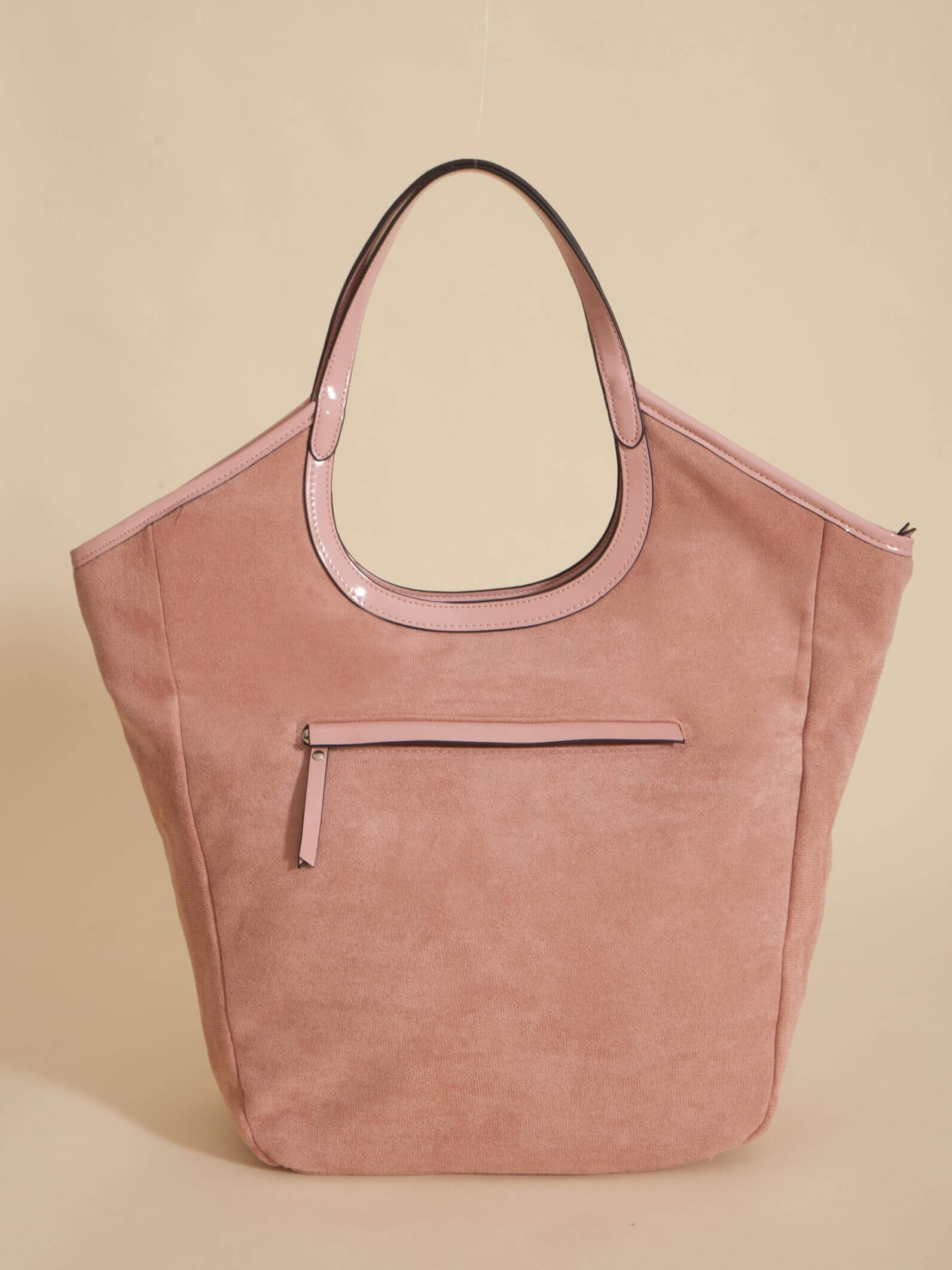 Cartera Shopper Justina Rosa Viejo Efecto Gamuza