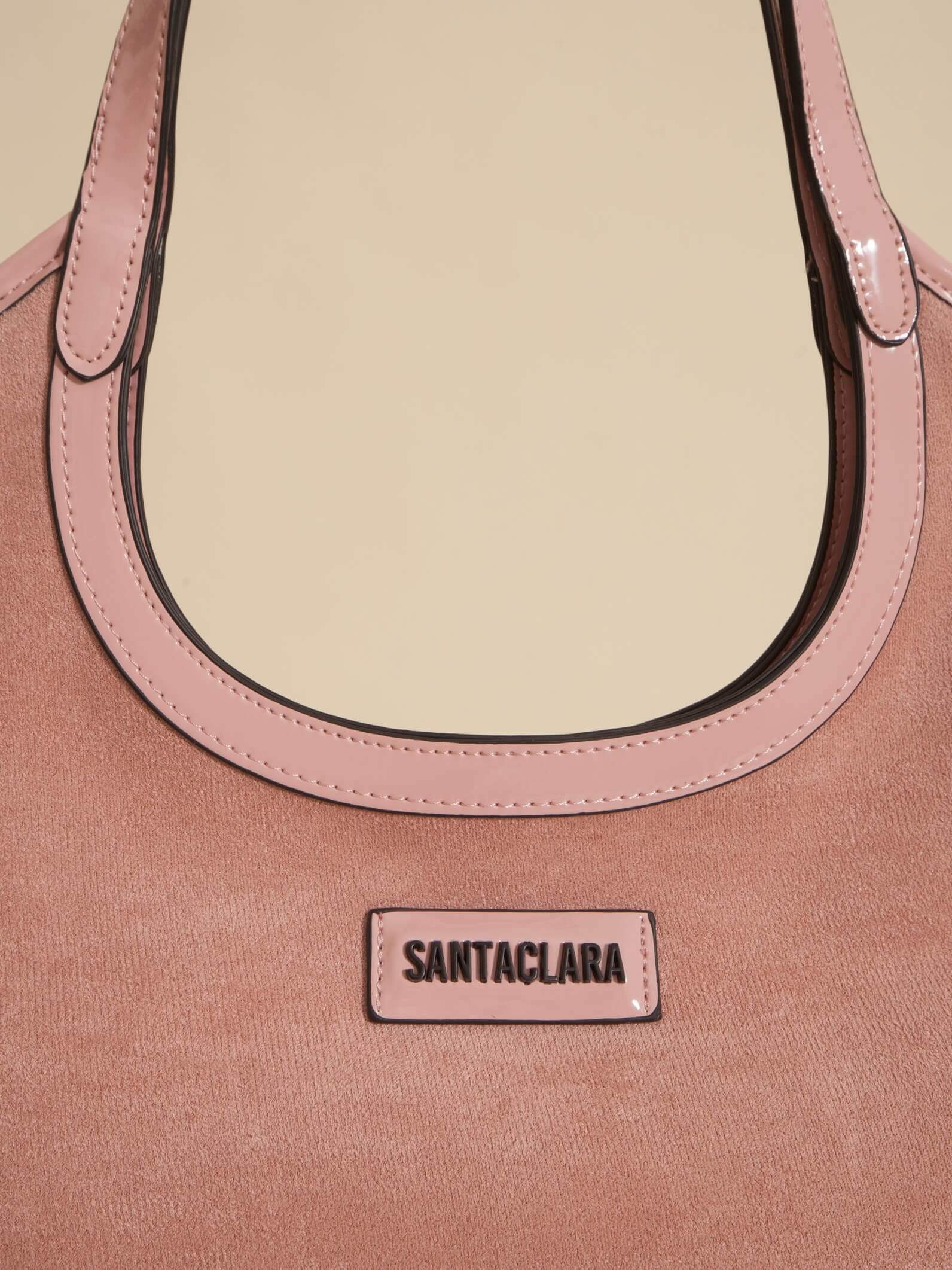 Cartera Shopper Justina Rosa Viejo Efecto Gamuza