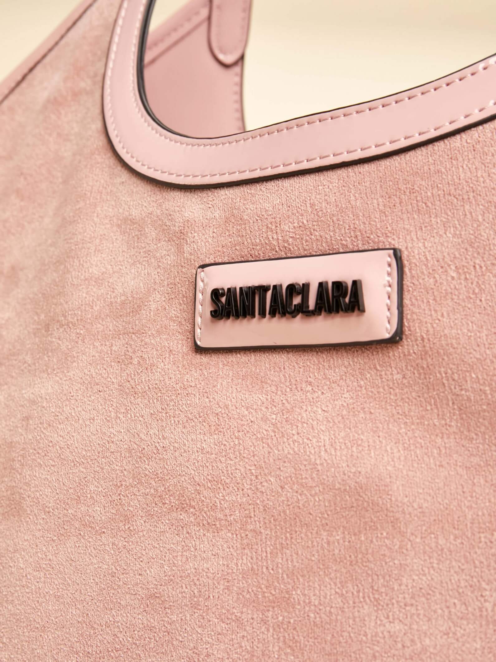 Cartera Shopper Justina Rosa Viejo Efecto Gamuza