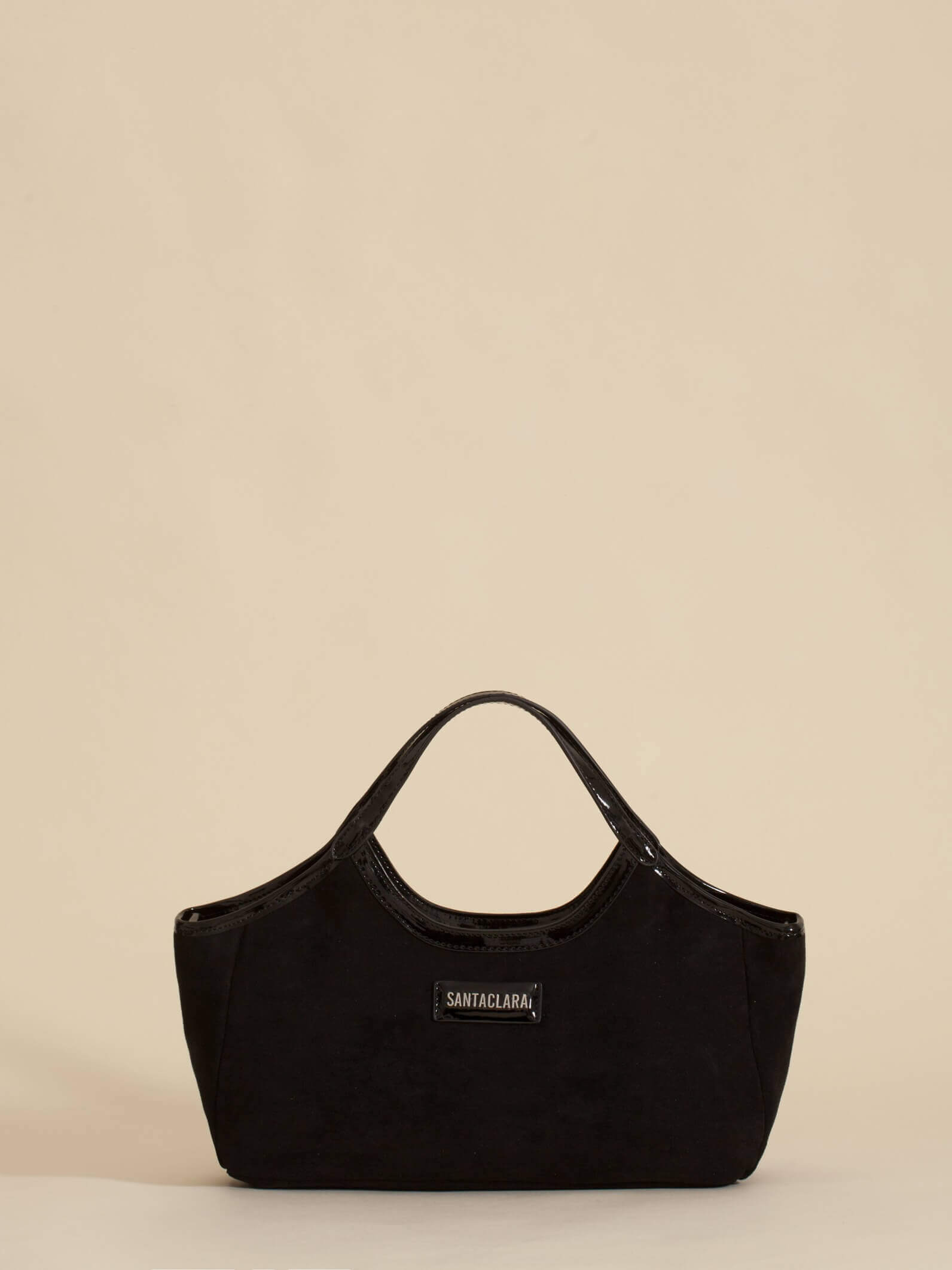 Bandolera Justina Negro Efecto Gamuza