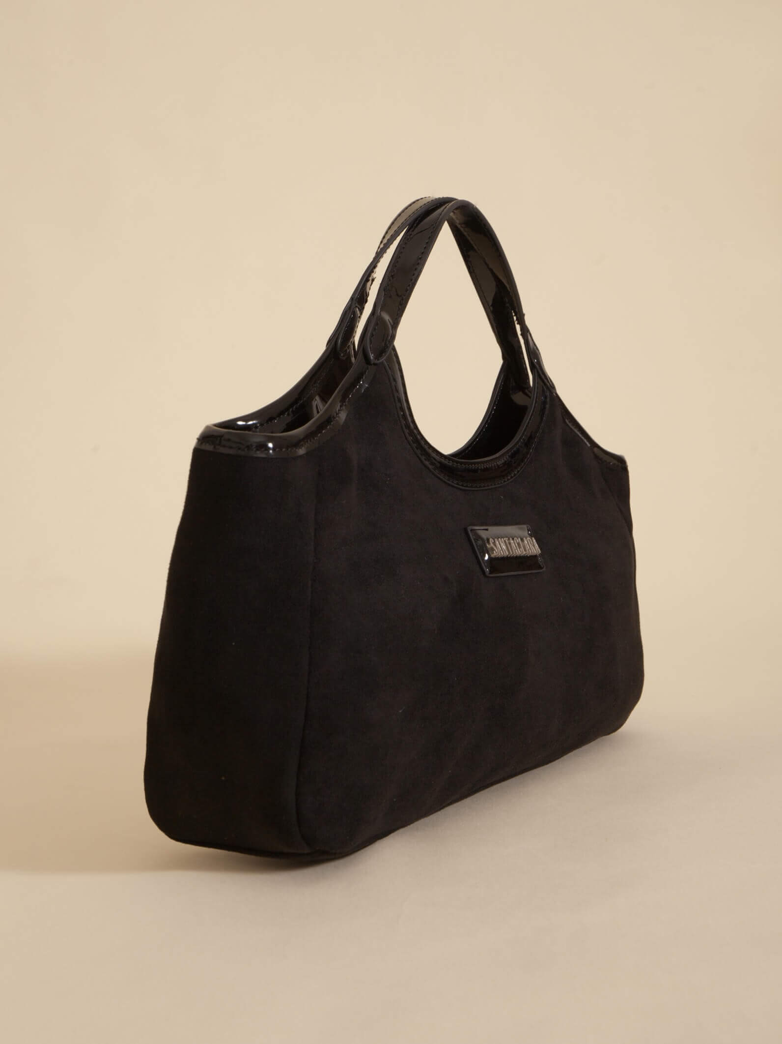 Bandolera Justina Negro Efecto Gamuza