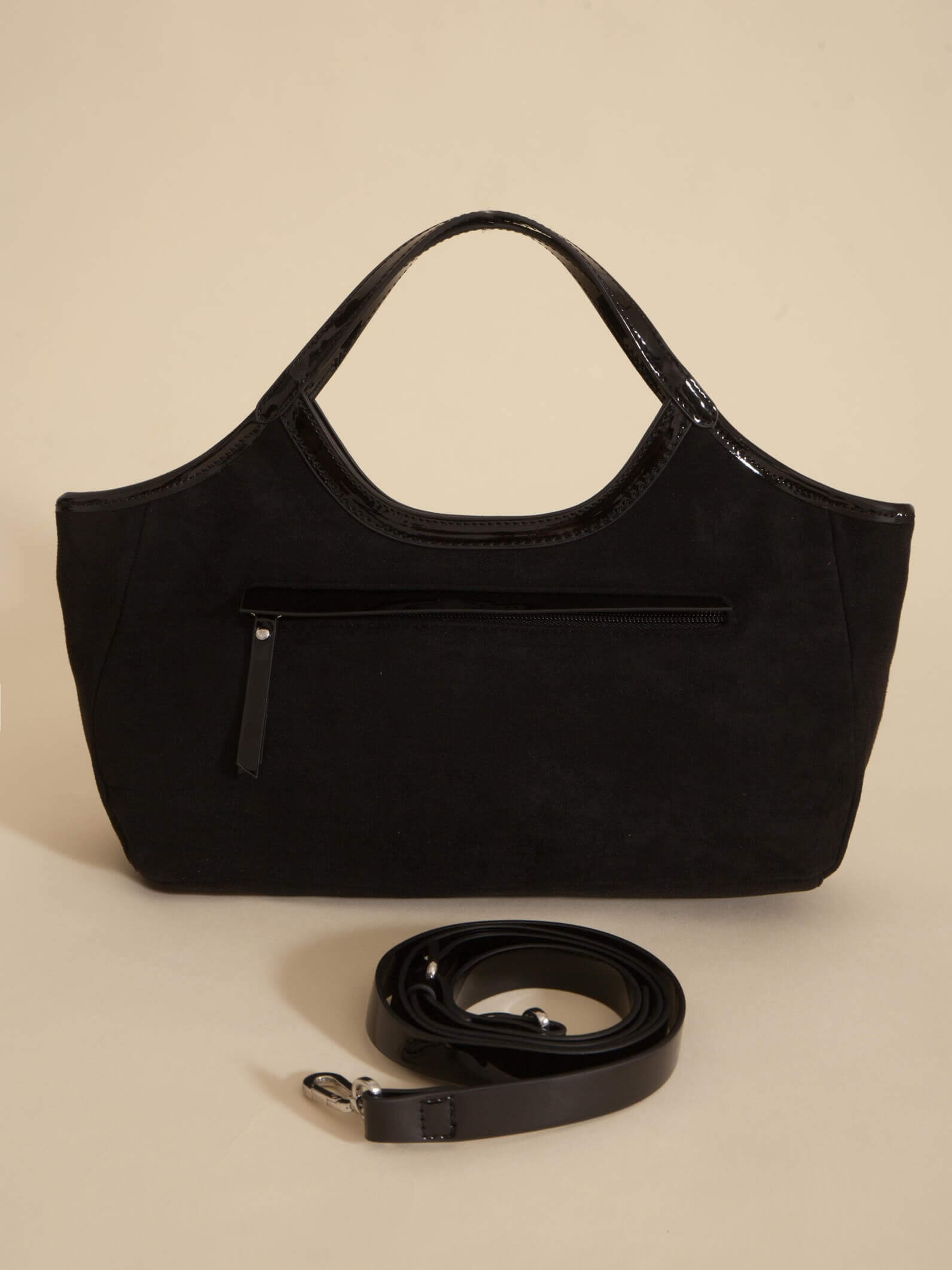 Bandolera Justina Negro Efecto Gamuza