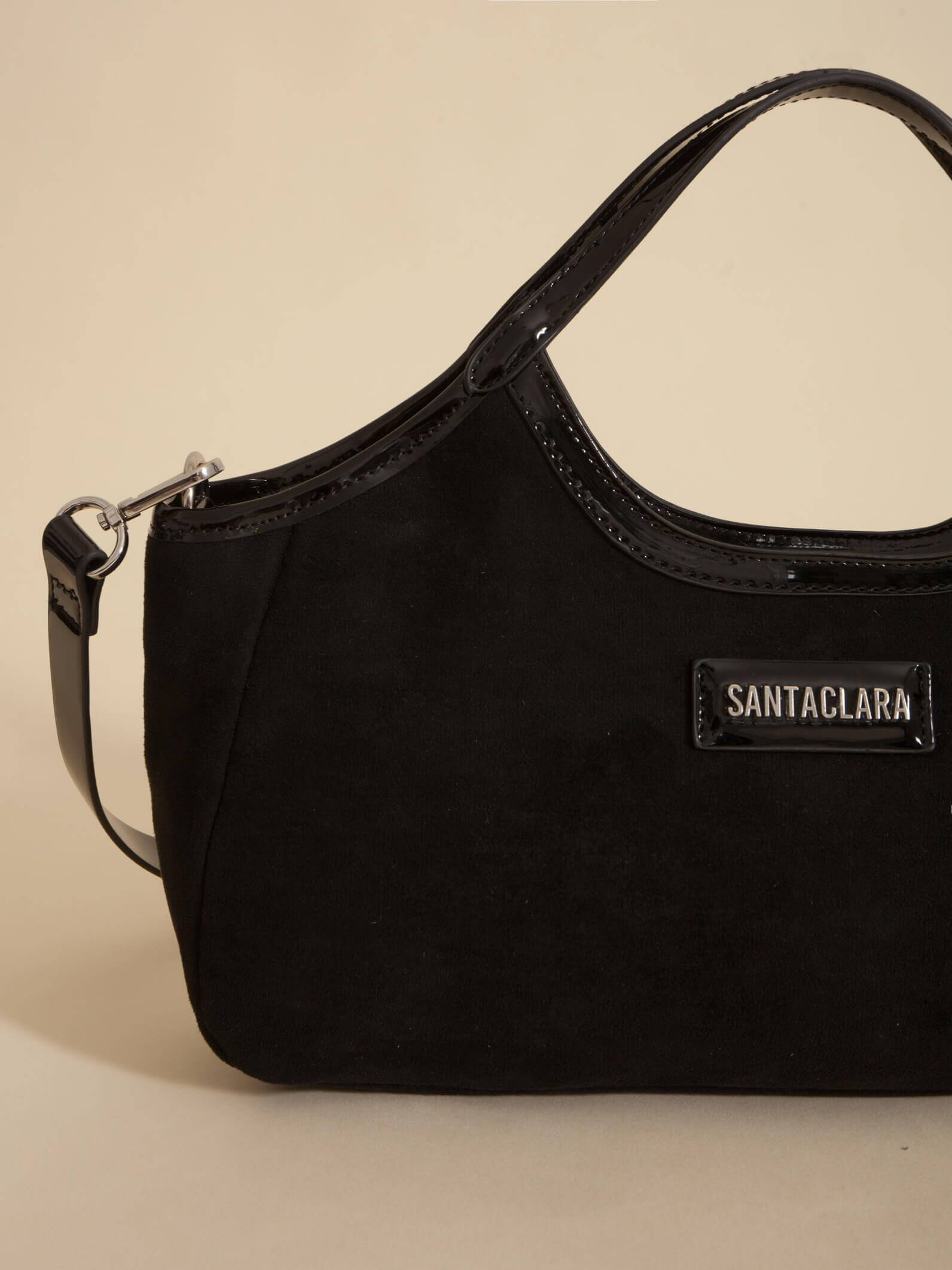 Bandolera Justina Negro Efecto Gamuza
