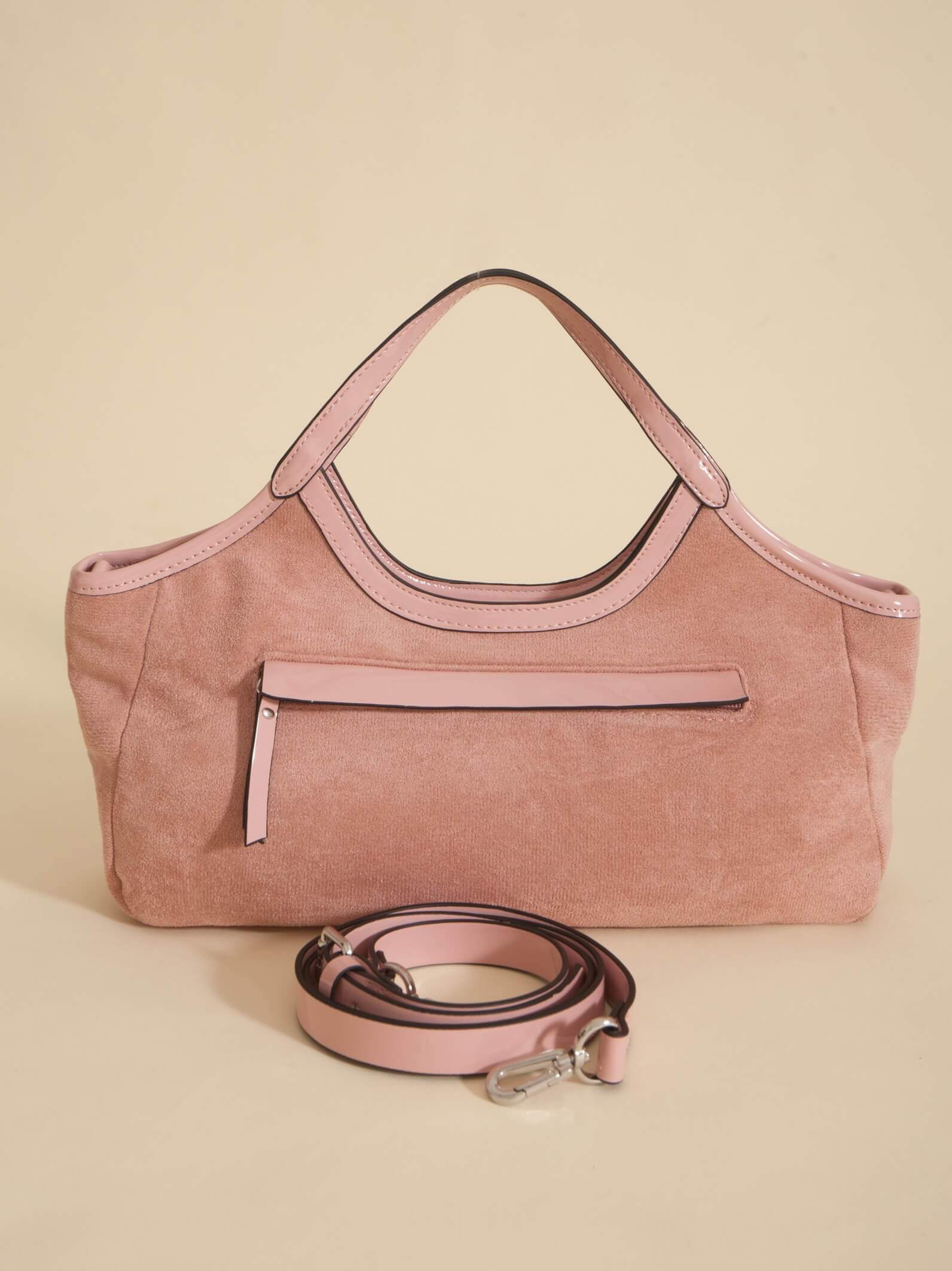 Bandolera Justina Rosa Viejo Efecto Gamuza