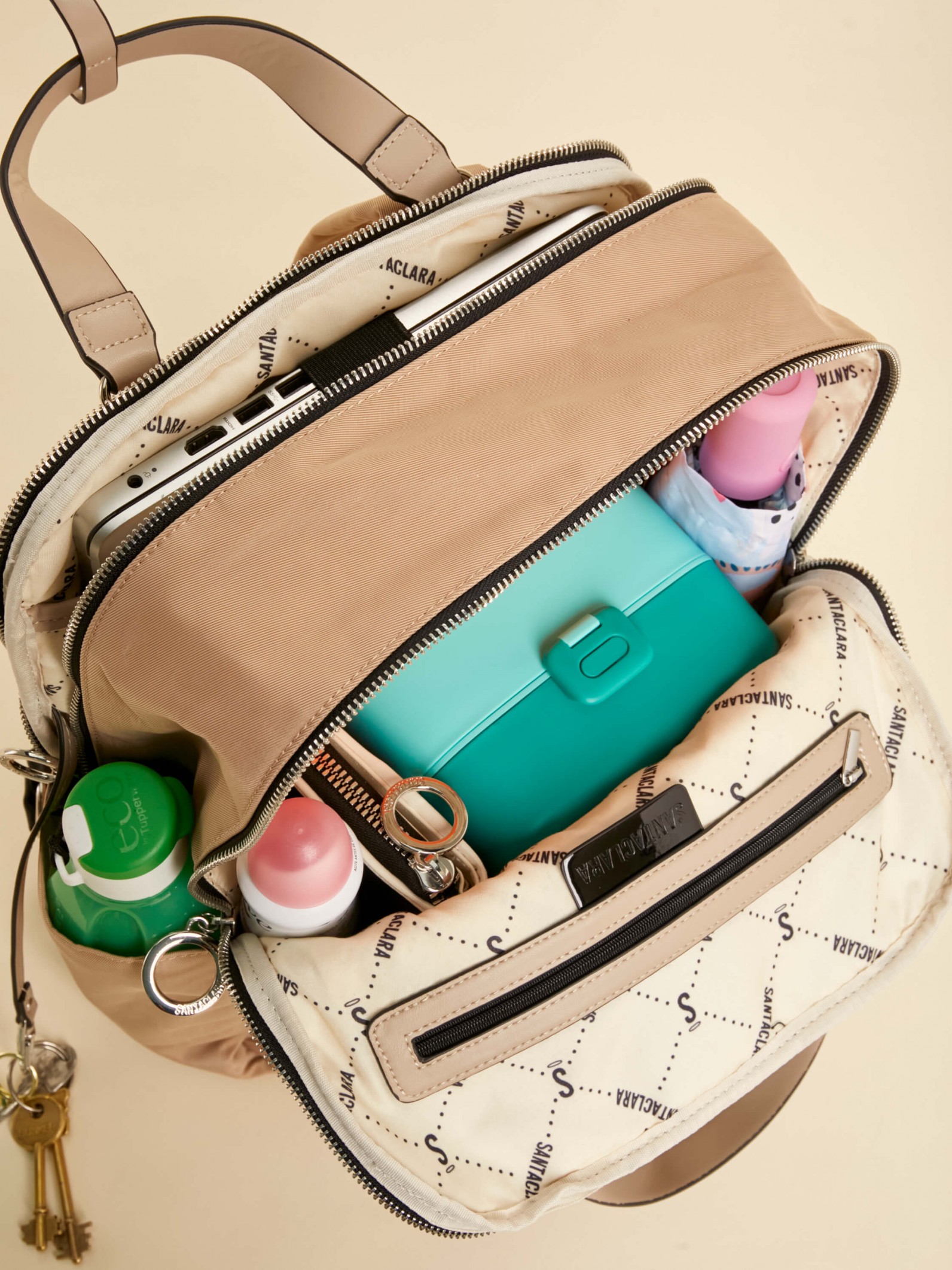 Mochila Nomi Porta Notebook Beige