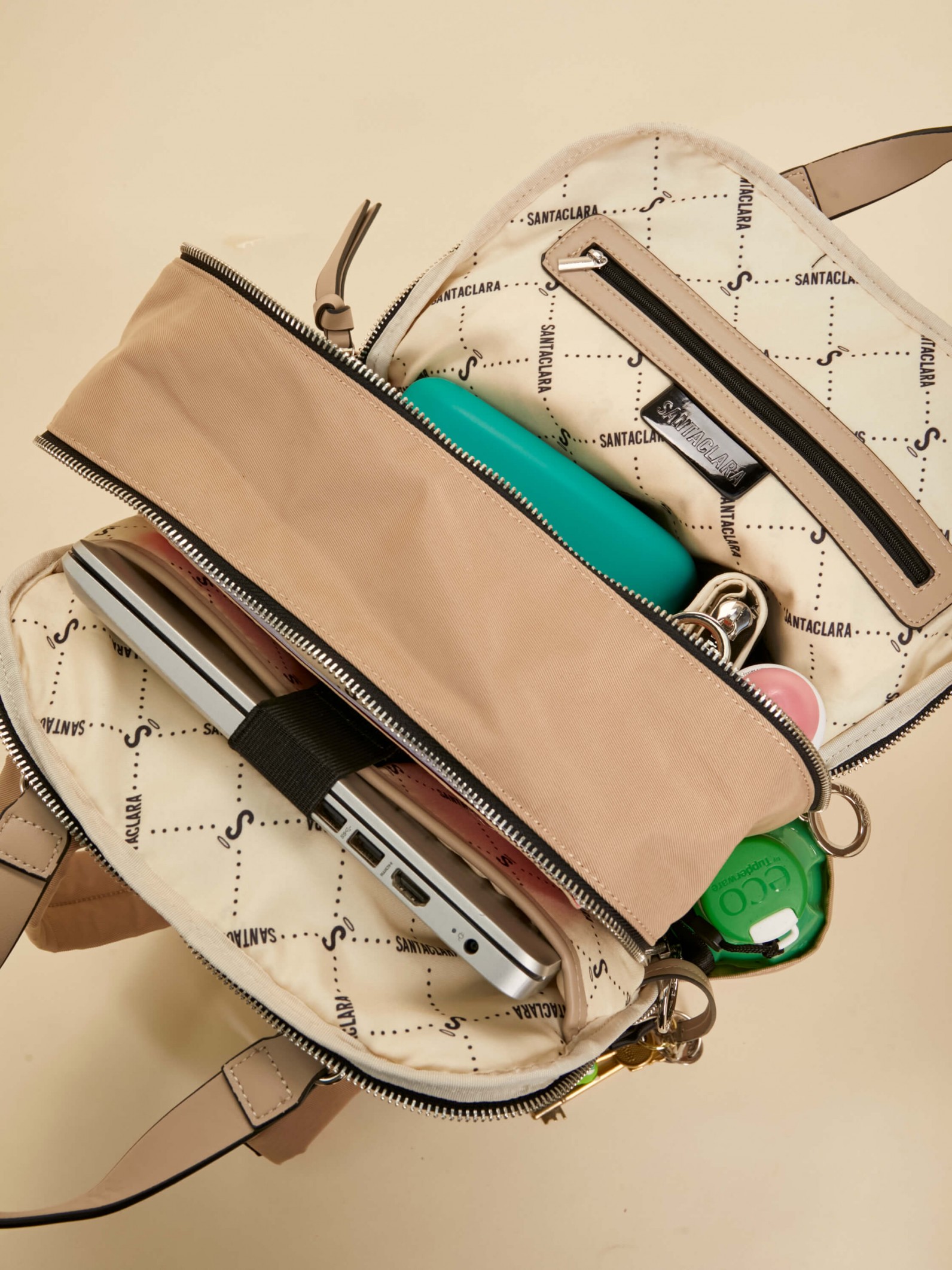 Mochila Nomi Porta Notebook Beige