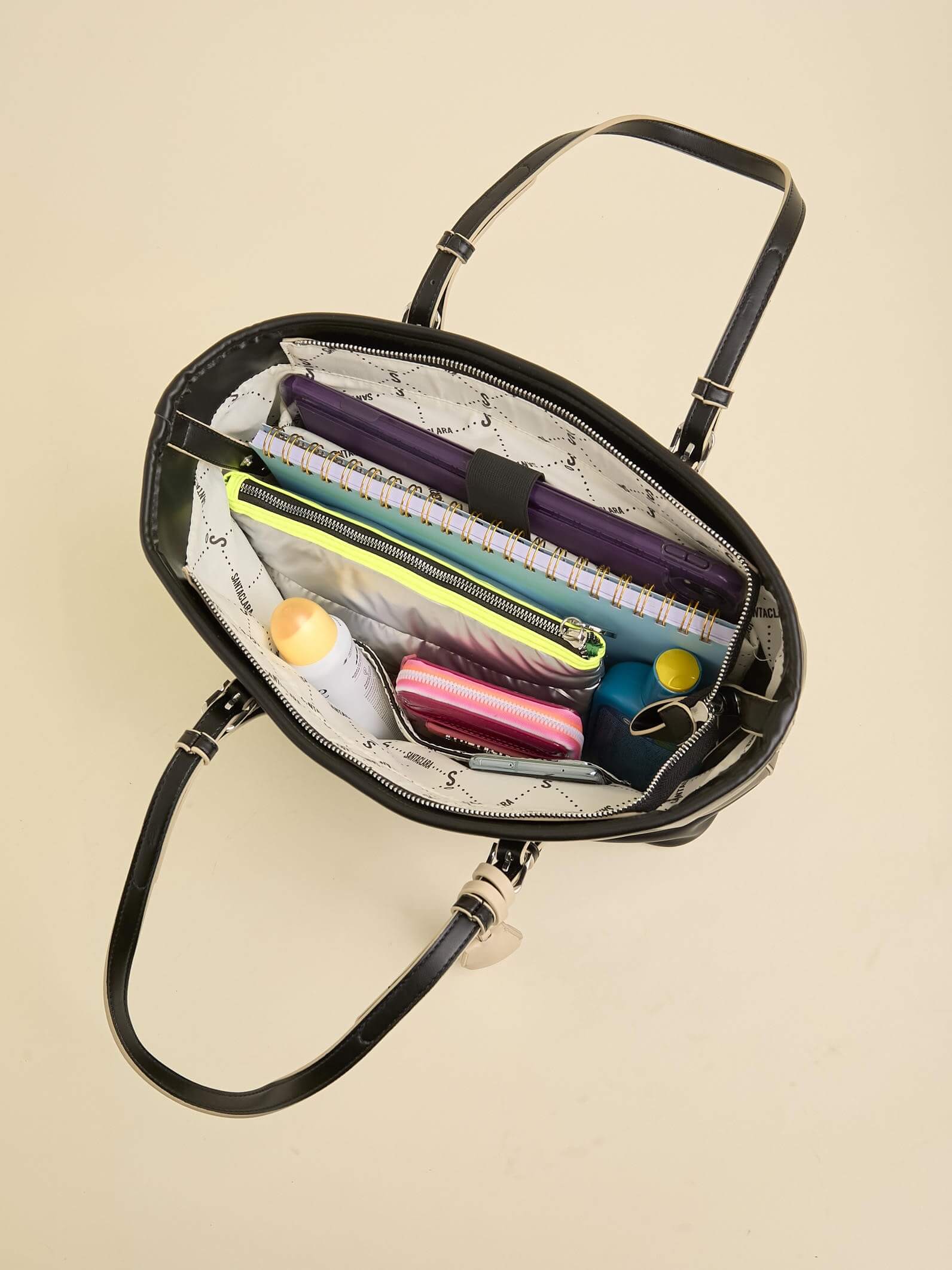 Cartera Shopper Nora Negra Porta Notebook