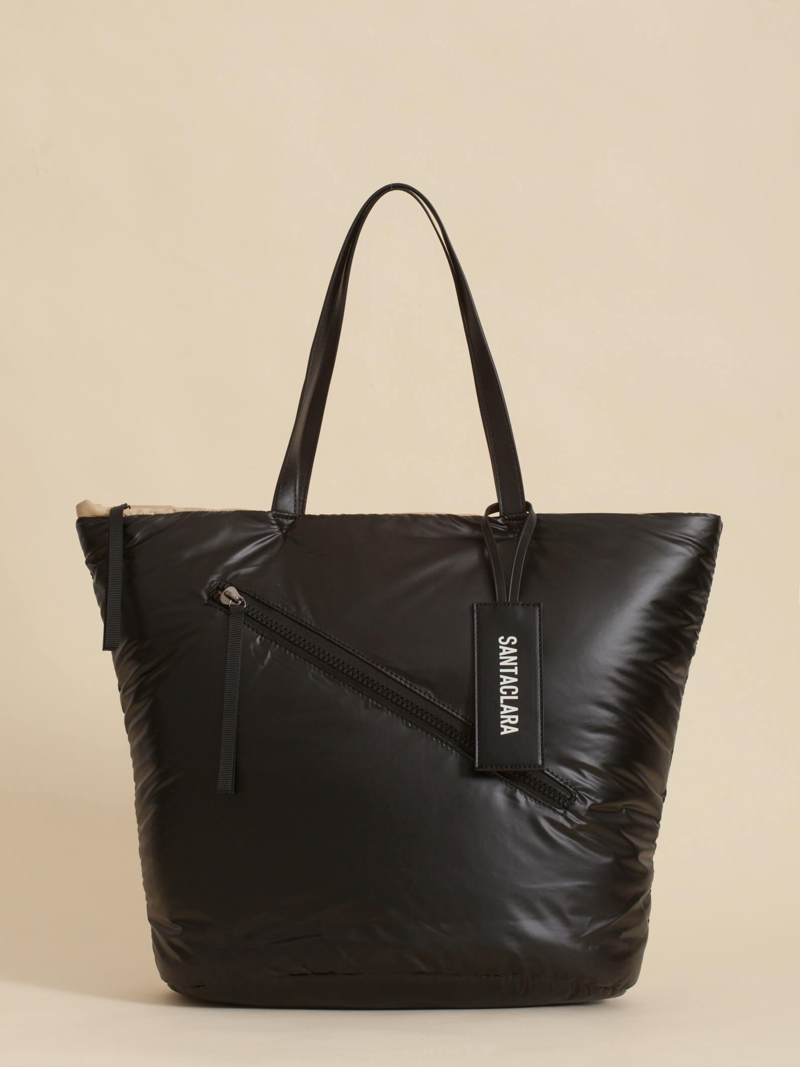 Cartera Shopper Nacar Negro Puffer