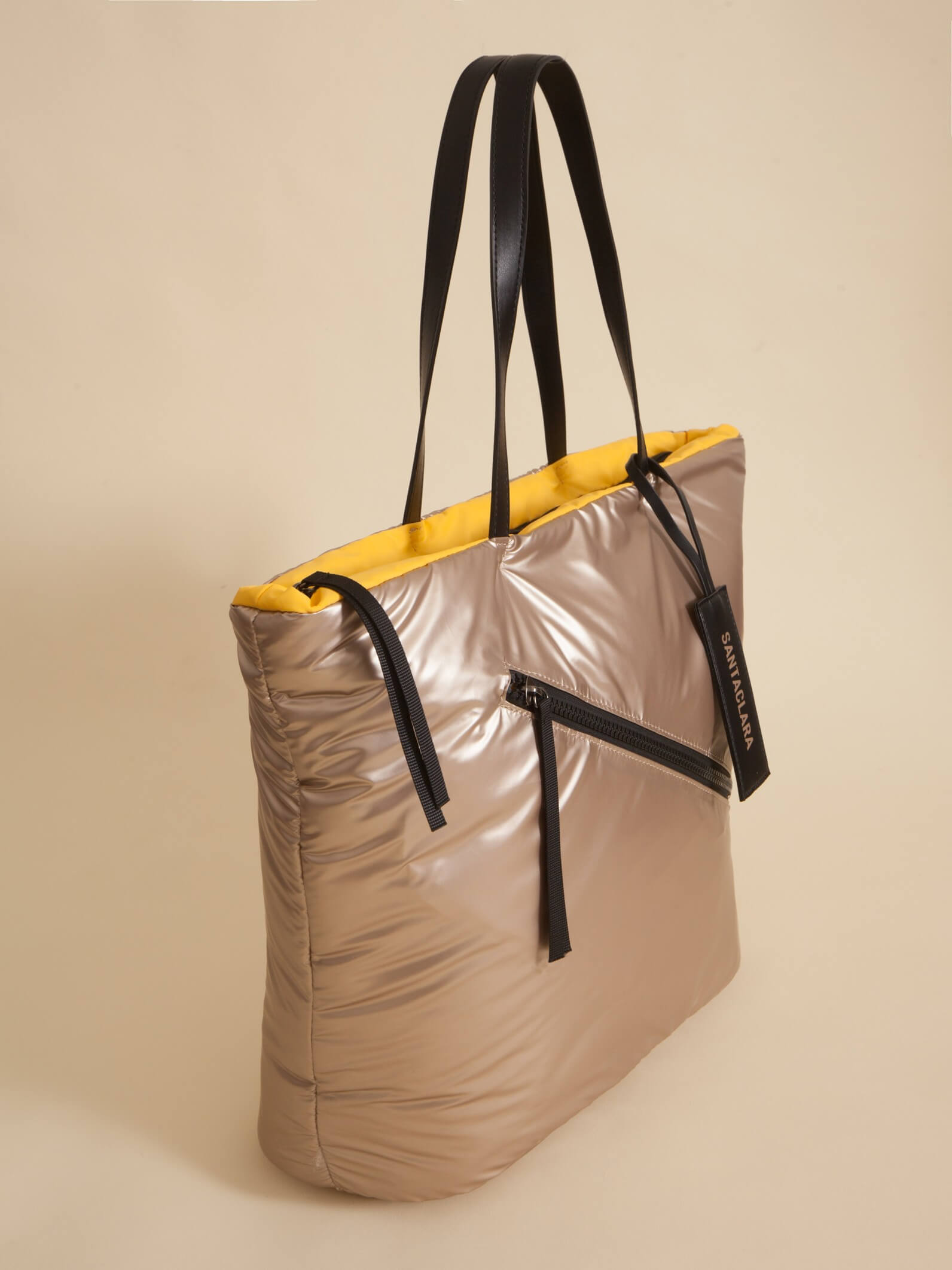 Cartera Shopper Nacar Platino Puffer