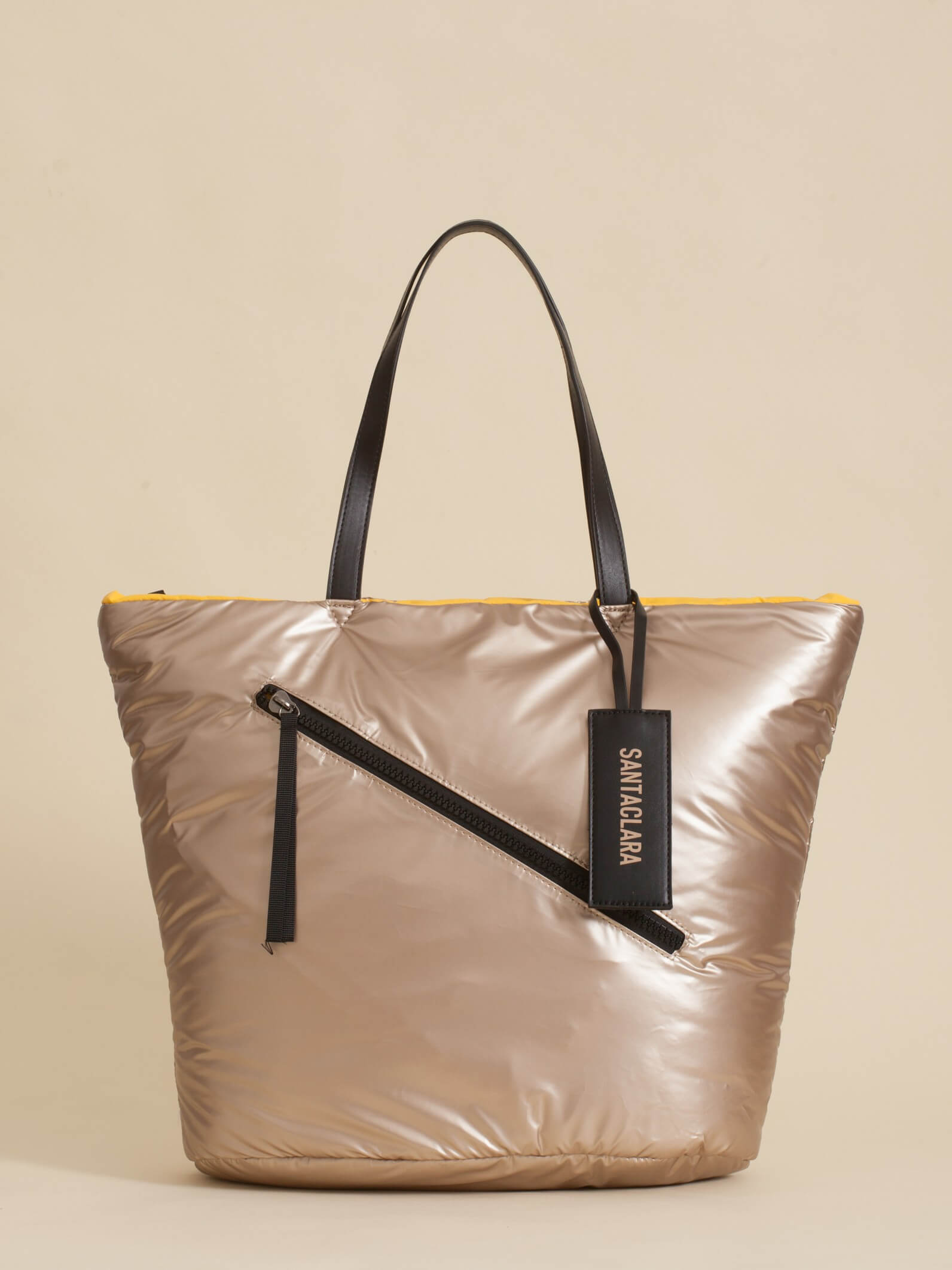 Cartera Shopper Nacar Platino Puffer