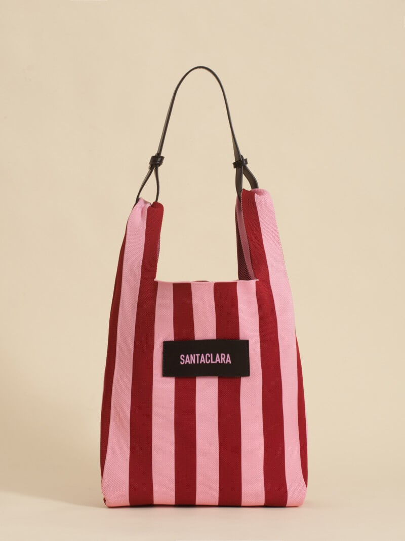 Tote Bag Tejida Stripes Bordo
